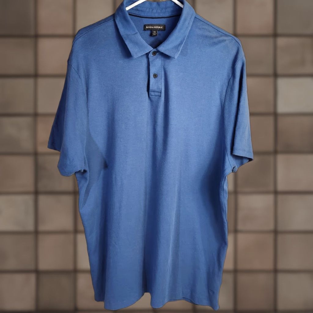 Banana Republic Banana Republic Mens Polo Blue LK Luxury-Touch SS #1588968 Medium Blue XL? 2XL? Size US XXL / EU 58 / 5 - 1 Thumbnail