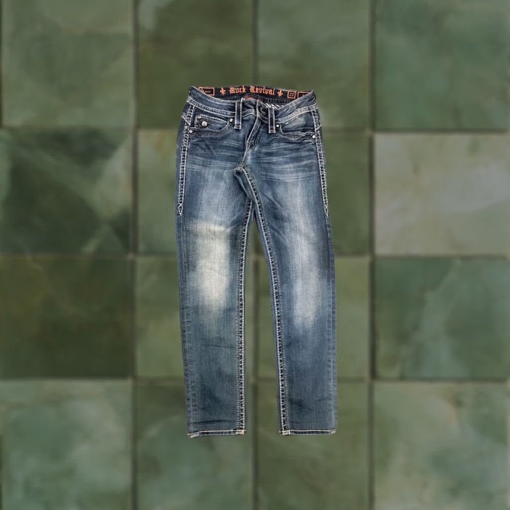 Vintage Rock Revival Adele Jeans denim Blue Faded Embroidered logo Y2K Style Vintage Size 27" / US 4 / IT 40 - 1 Thumbnail