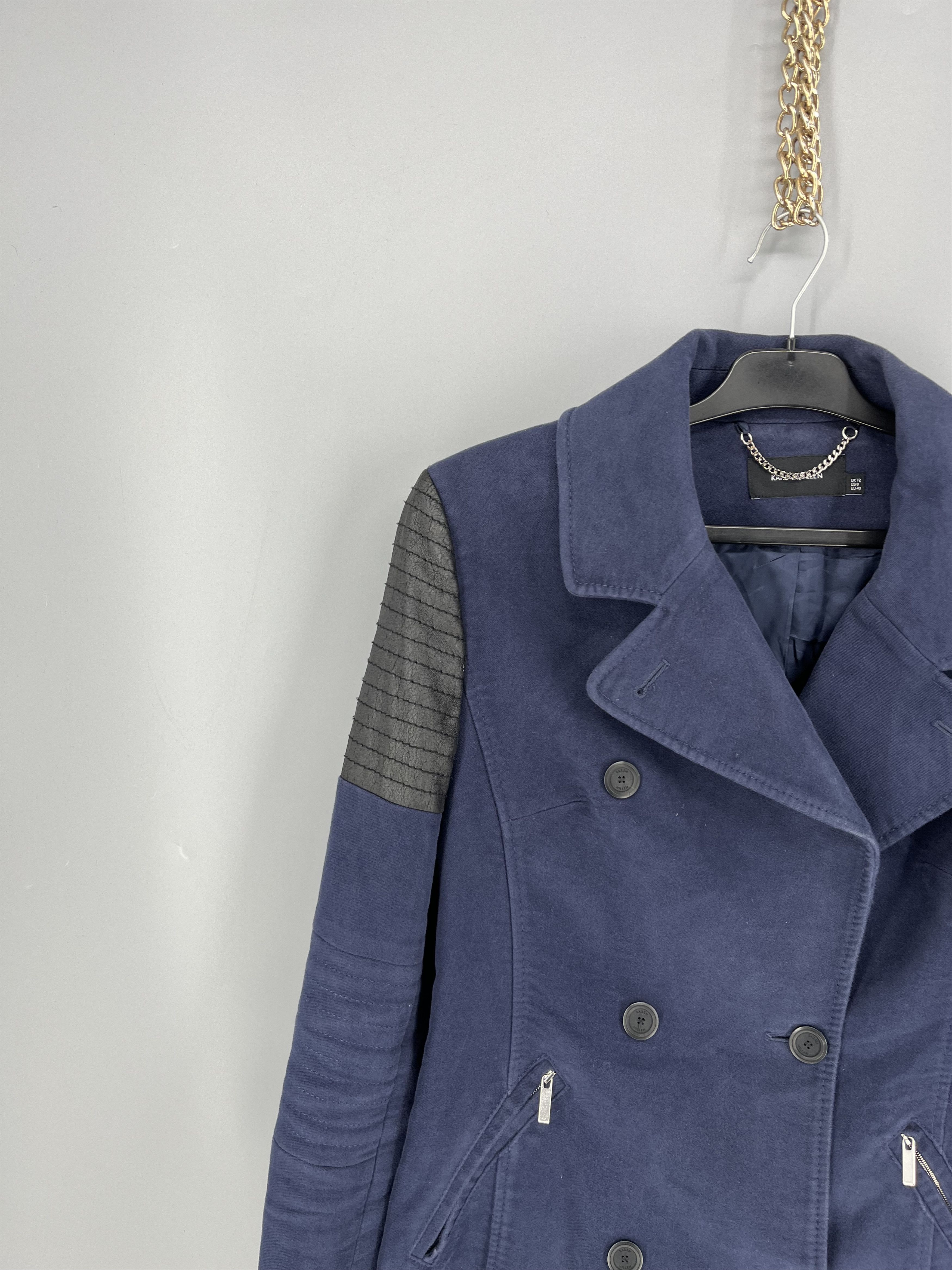 Karen Millen Women's 8 Double Breasted Navy Pea Coat