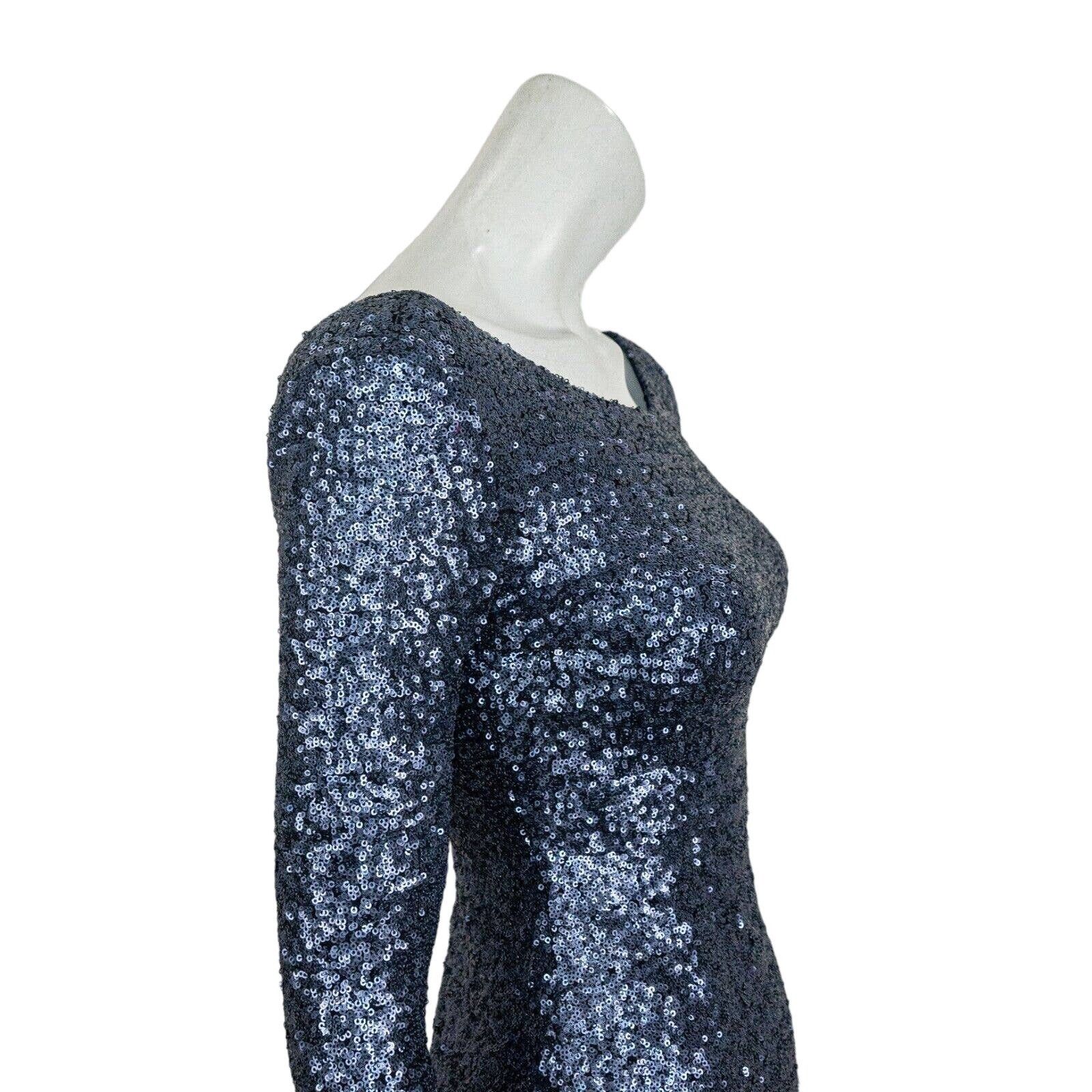 Other NICHOLAS Blue Sequin Bodycon Dress Scoop neck Long Sleeve Size M / US 6-8 / IT 42-44 - 10 Thumbnail