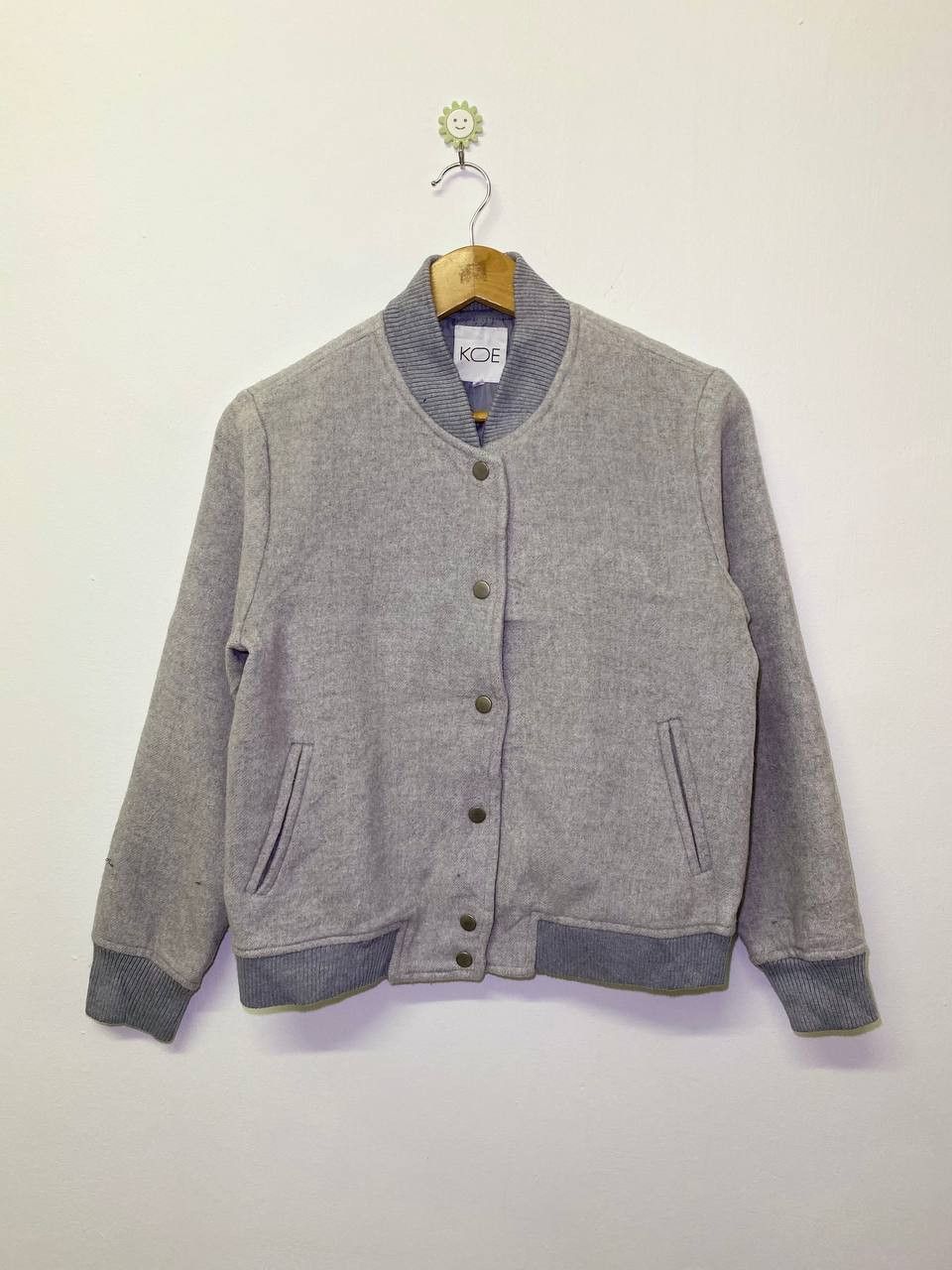 image of Avant Garde x Varsity Jacket Vintage s Wool Varsity Jacket Nice Design in Grey (Size Small)