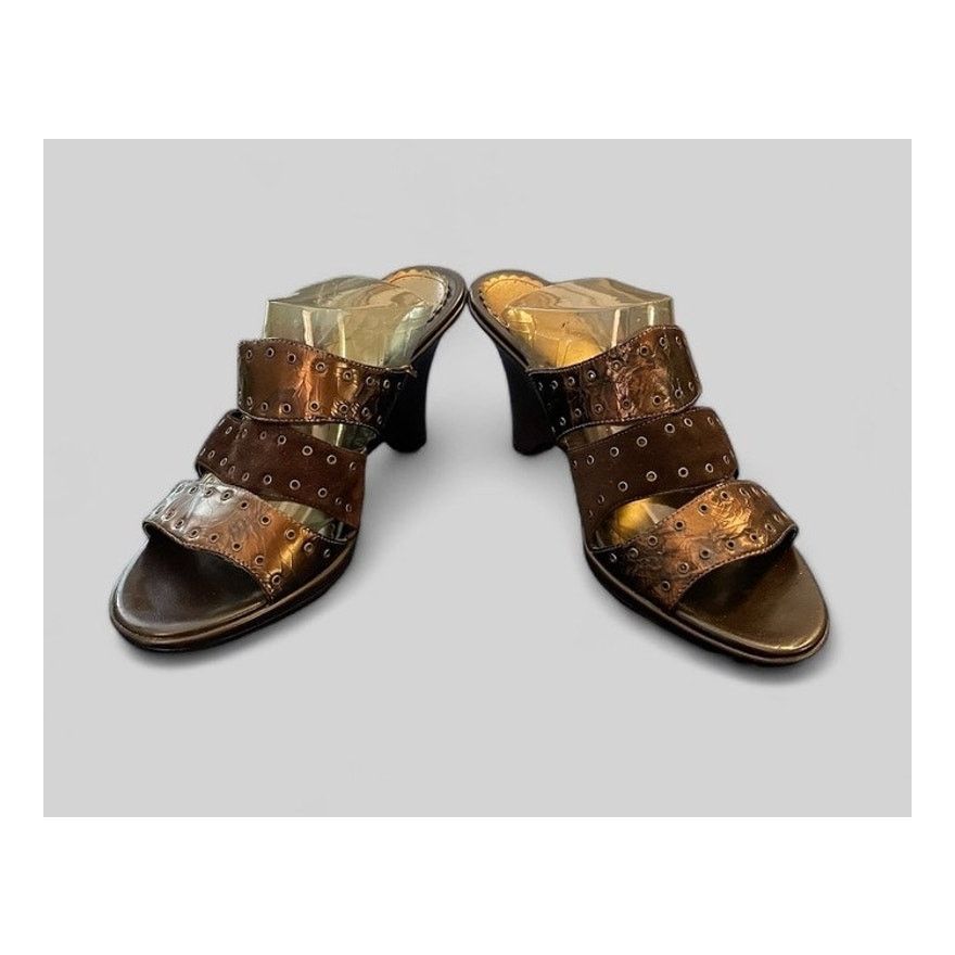 Unknown London Naturalizer Bronze Velvet Brown Sandals Shoes Heels Sz 6.5 Size US 6.5 / IT 36.5 - 1 Thumbnail