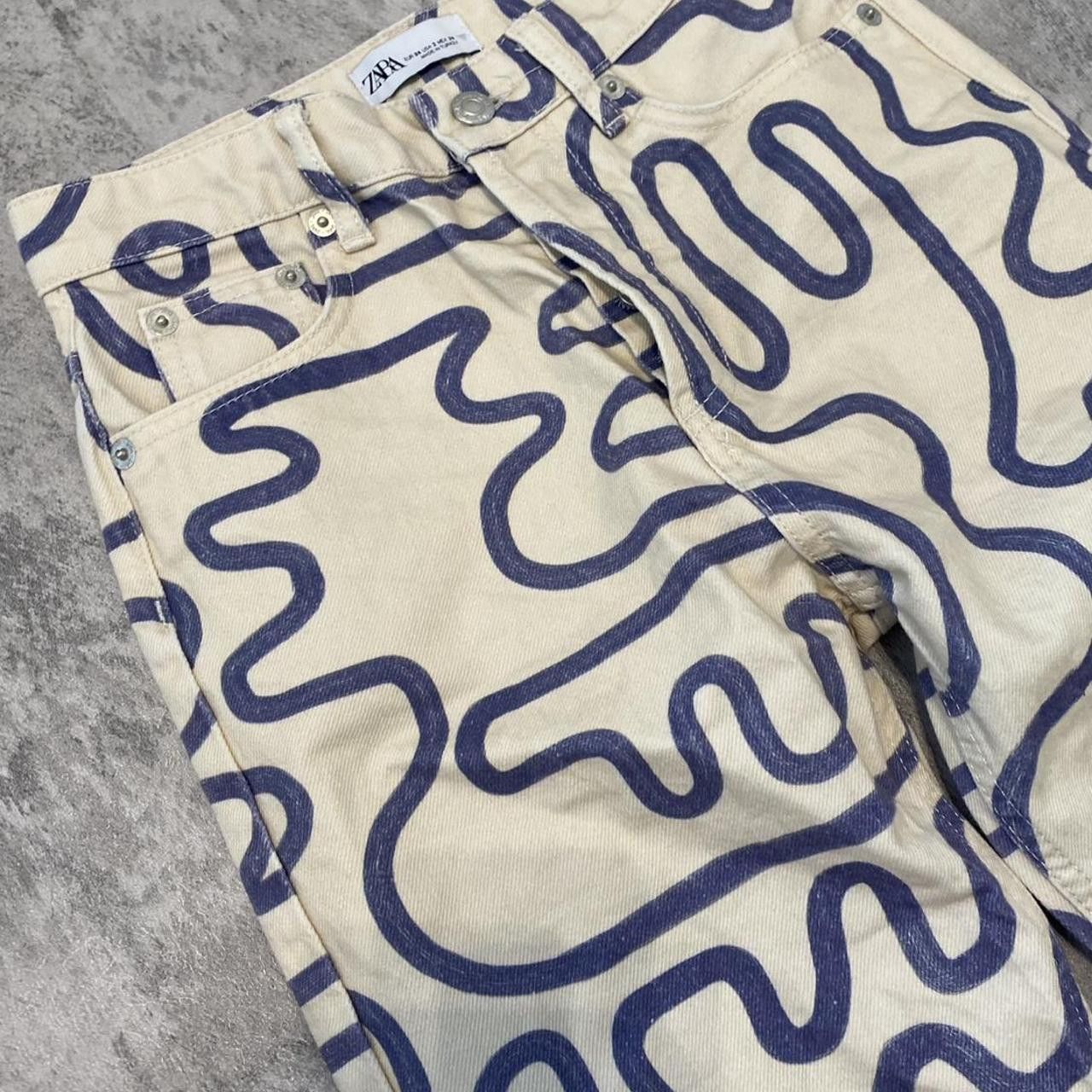 Zara Cream and blue Rap hip hop Baggy Jeans Vintage y2k 2000s 90s Size 34" / US 12 / IT 48 - 3 Thumbnail