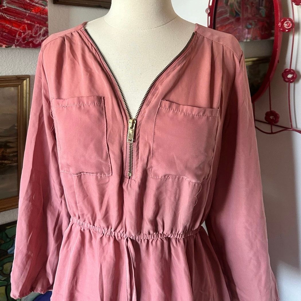 rue21 rue 21 zip up pink long sleeve dress Size L / US 10 / IT 46 - 2 Thumbnail