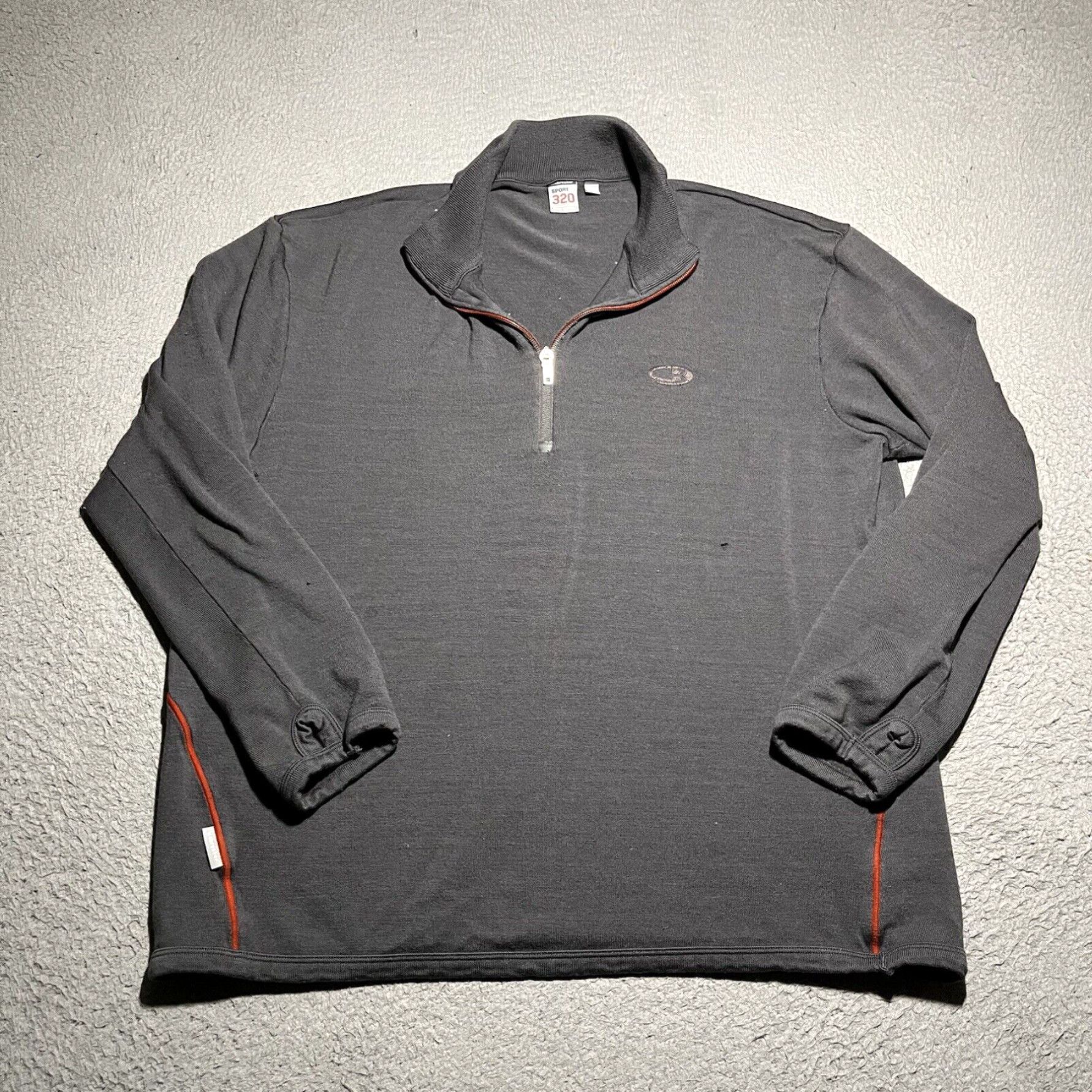 Icebreaker Sport 320 Large 1/4 Zip orders Pullover Sweater Merino Wool Gray