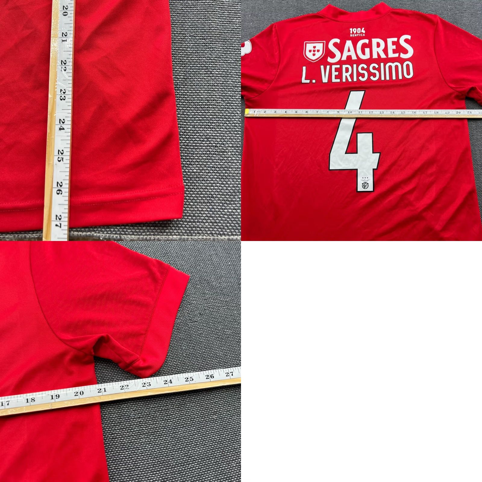 Vintage Benfica Jersey Mens Medium Red Football 2021 2022 Home Lucas Verissimo Da Silva Short Sleeve T-Shirt Moisture Wicking Quick Dry Sports Football Size US M / EU 48-50 / 2 - 9 Thumbnail