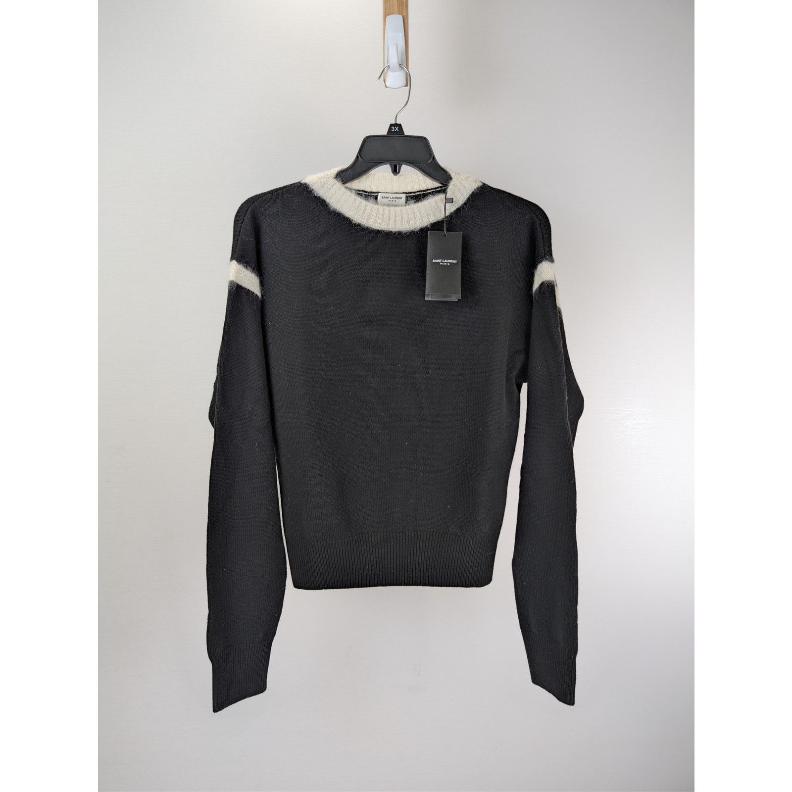 Saint Laurent Paris o1rshd1 Q:2 / Pull Encolure Sweatshirt Sweater Mohair Black Size US L / EU 52-54 / 3 - 1 Thumbnail