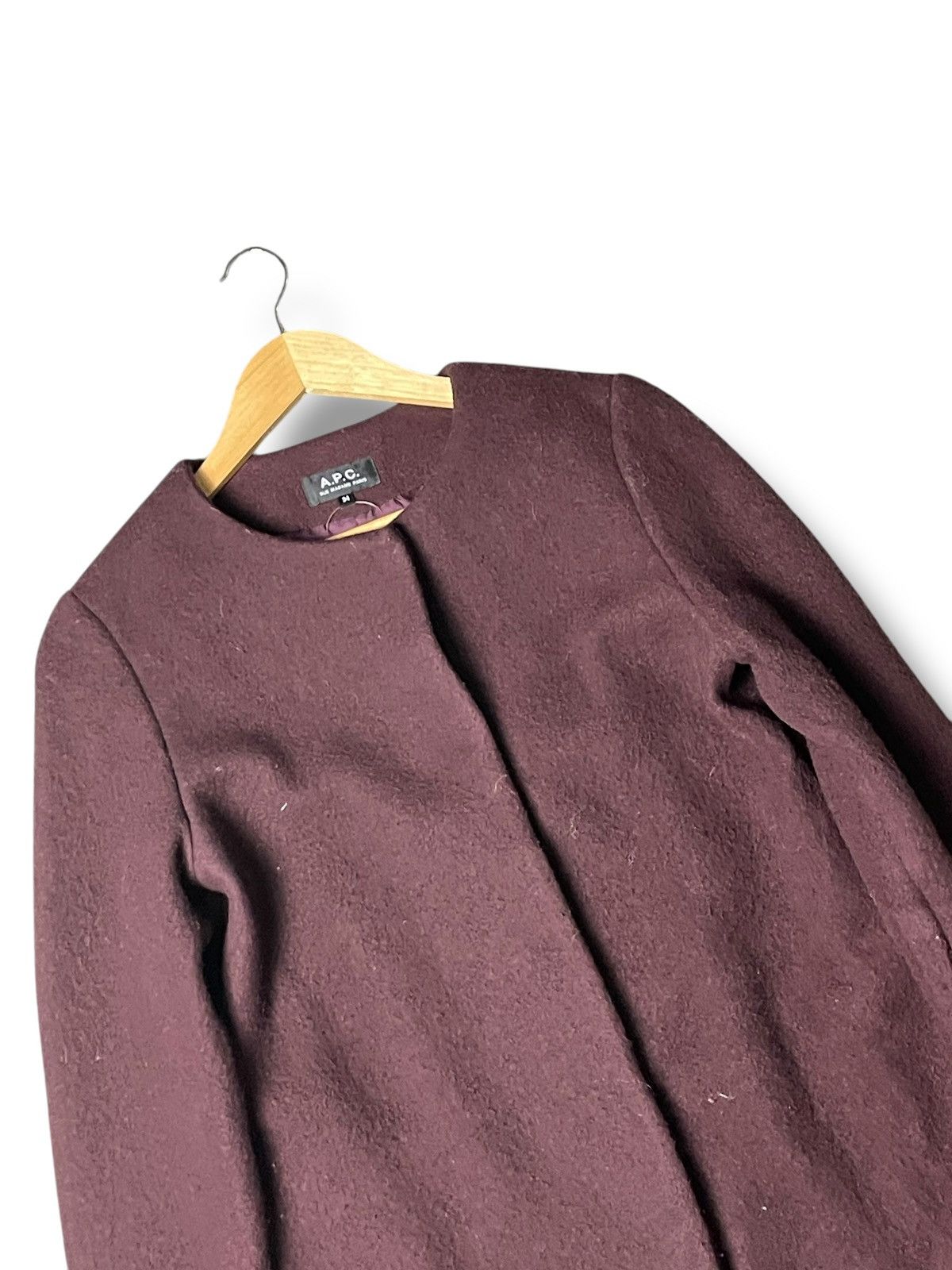 A.P.C. × Japanese Brand × Vintage A.P.C. Rue Madame Paris Collarless Wool Coat (90) Size US XXS / EU 40 - 2 Thumbnail