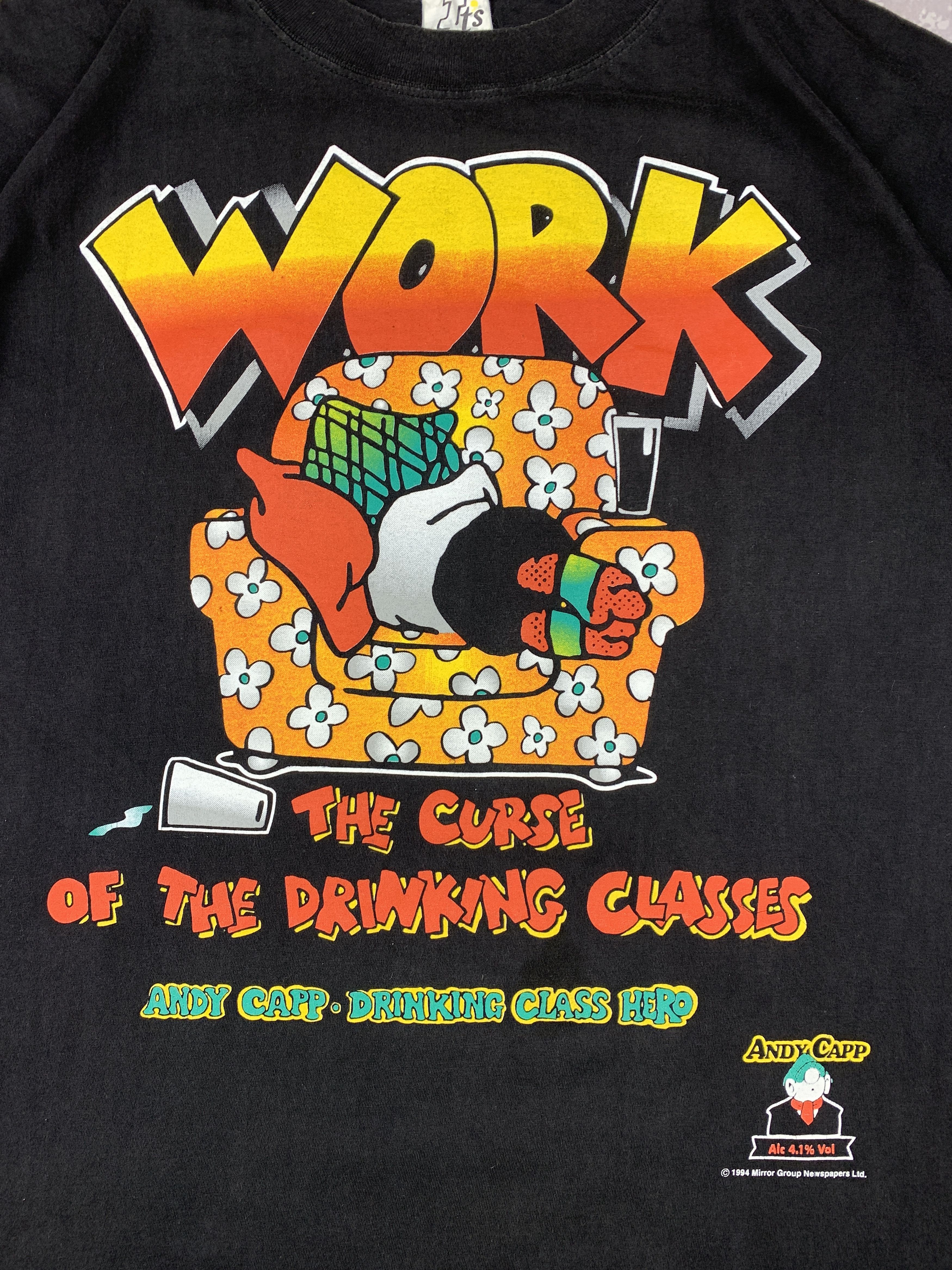 Vintage 1994 Vintage Andy Capp Drinking Class Hero Alcohol T Shirt Size US XL / EU 56 / 4 - 3 Thumbnail