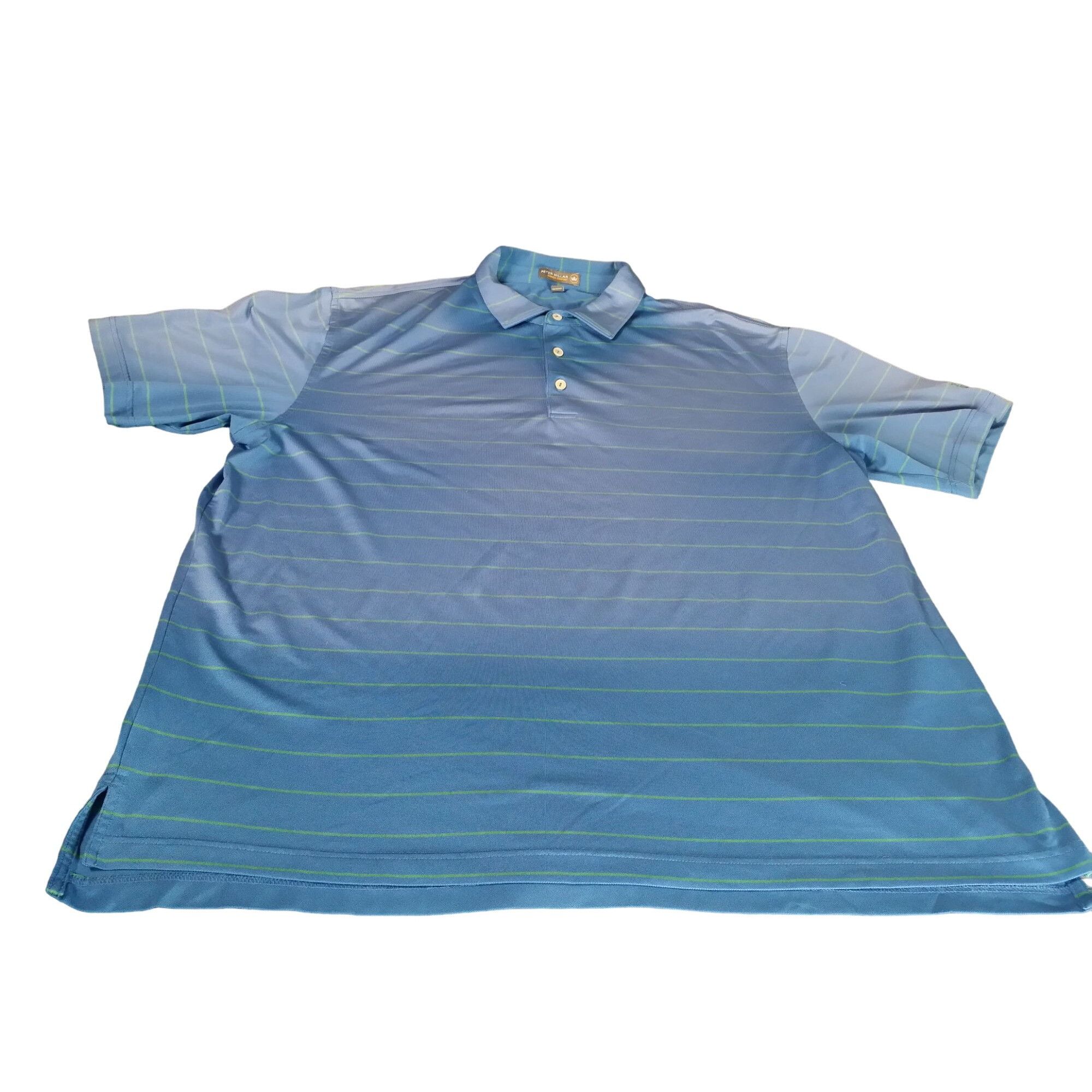 Peter Millar Peter Millar Summer Comfort Striped Polo Men Sz XL Blue Gree Size US XL / EU 56 / 4 - 1 Thumbnail