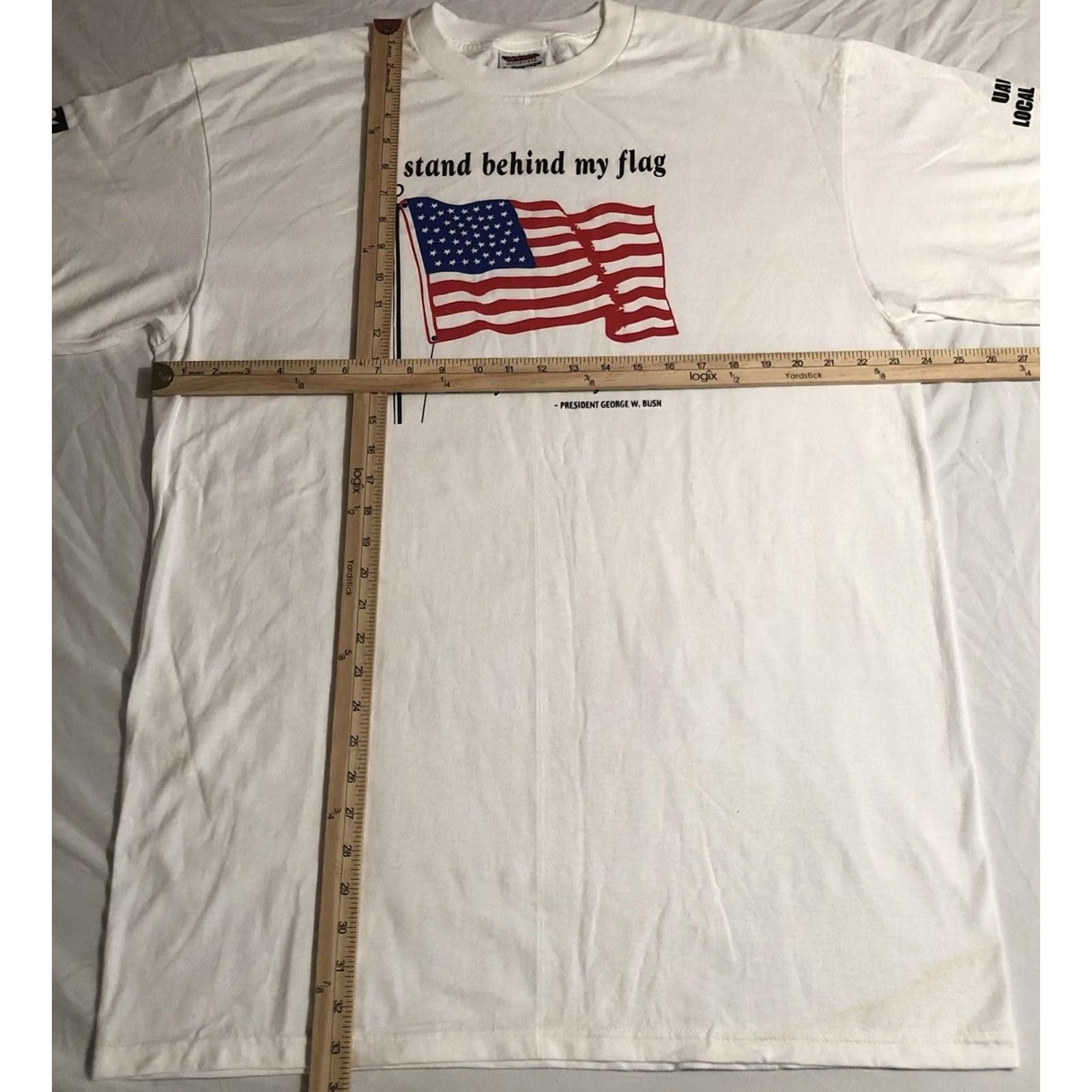 George VINTAGE Jensen 9/11 T-Shirt White XL Patriotic USA 2001 George Bush They Will Hear From Us Mens Size US XL / EU 56 / 4 - 2 Thumbnail