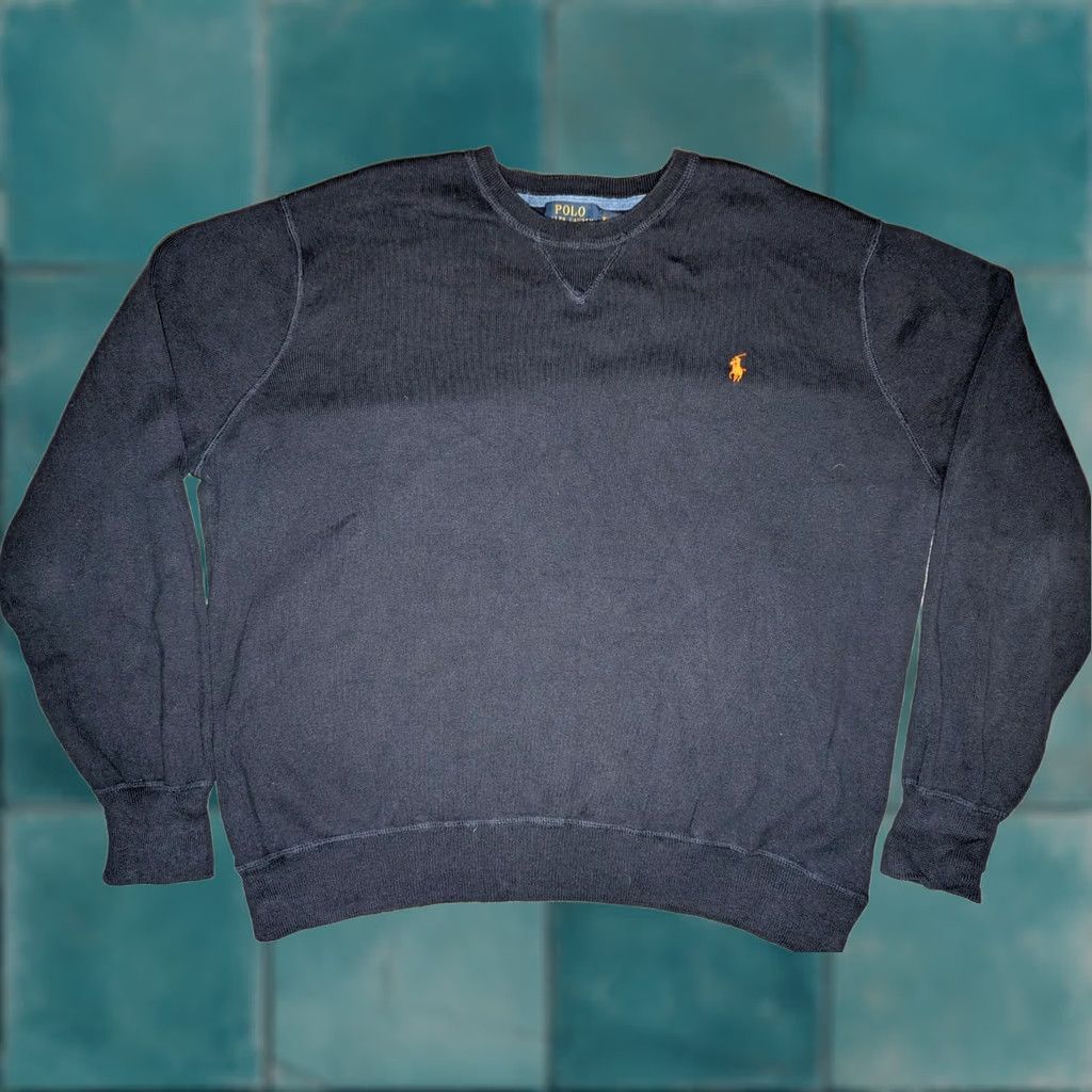 Polo Ralph Lauren VINTAGE Polo Ralph Lauren Knit Sweater Mens 2XL Dark Blue / Orange Pony Cotton Crew Neck Shirt Adults 90s Classic Preppy Mens Size US XXL / EU 58 / 5 - 1 Thumbnail