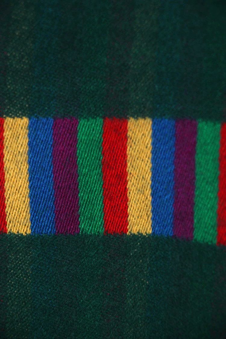 Kenzo KENZO Rainbow striped dark green wool scarf Size ONE SIZE - 4 Thumbnail