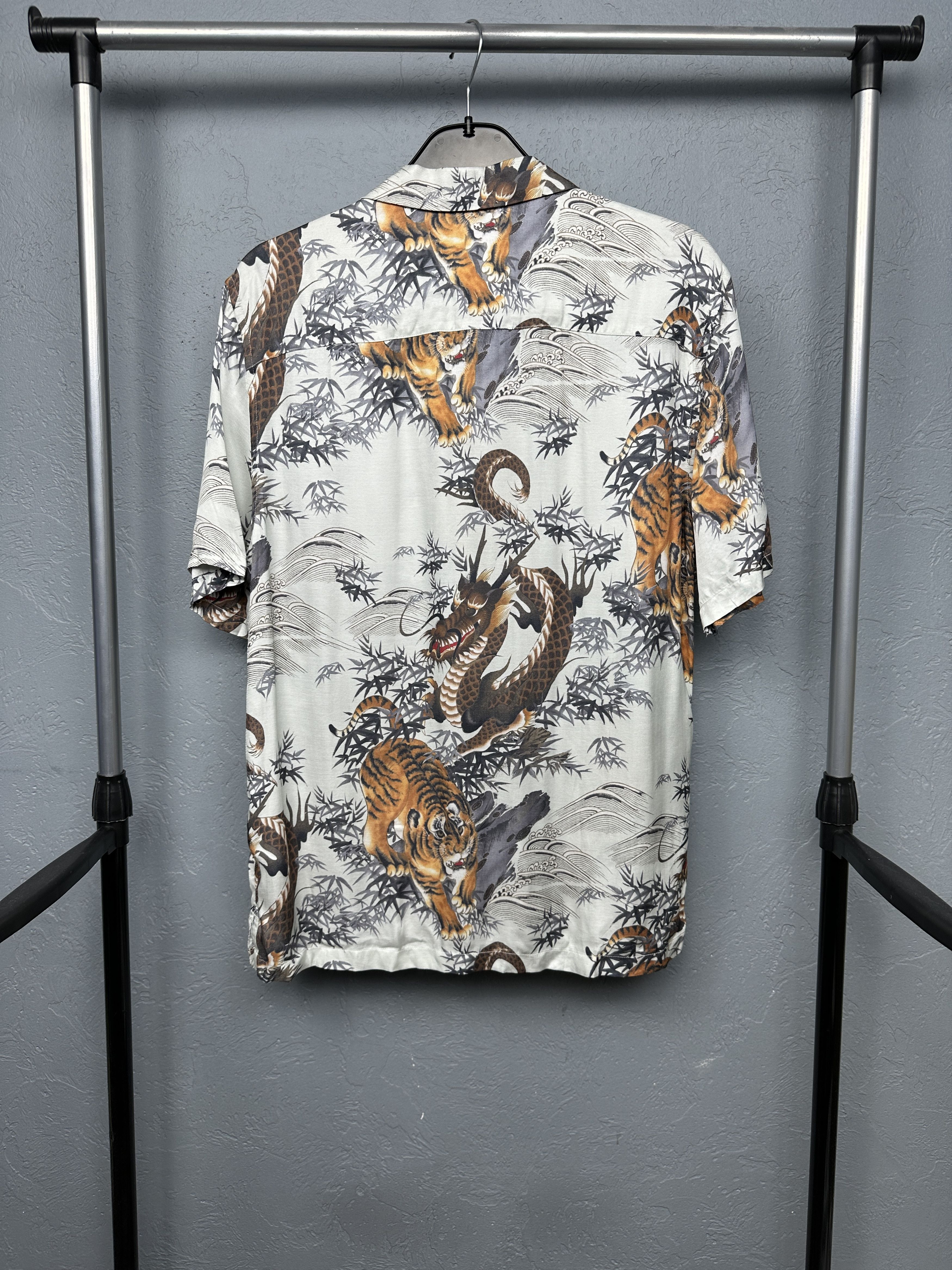 Allsaints Allsaints Mens Kali Hawaiian Shirt Dragon Tiger Size US XS / EU 42 / 0 - 6 Thumbnail