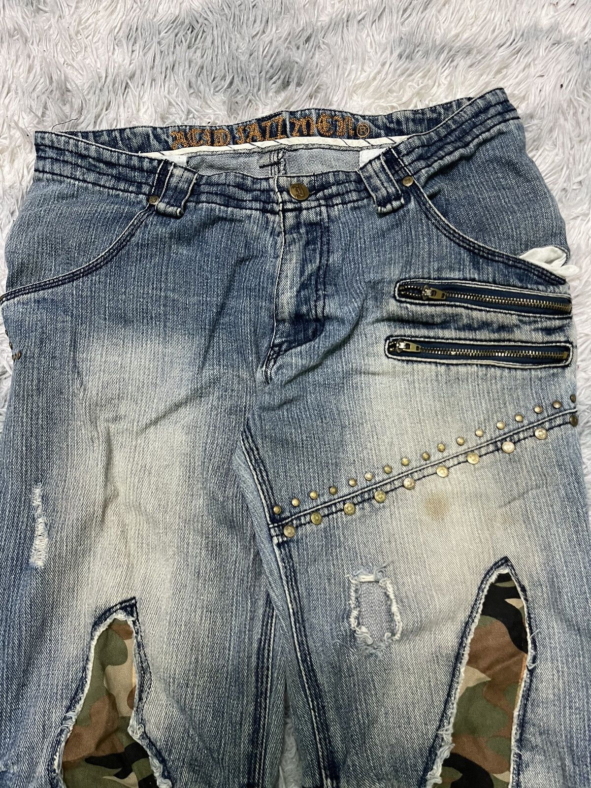 Japanese Brand 2000s PPFM INSPIRED STUDDED PANT CAMO DISTRESSED Size US 33 - 5 Thumbnail