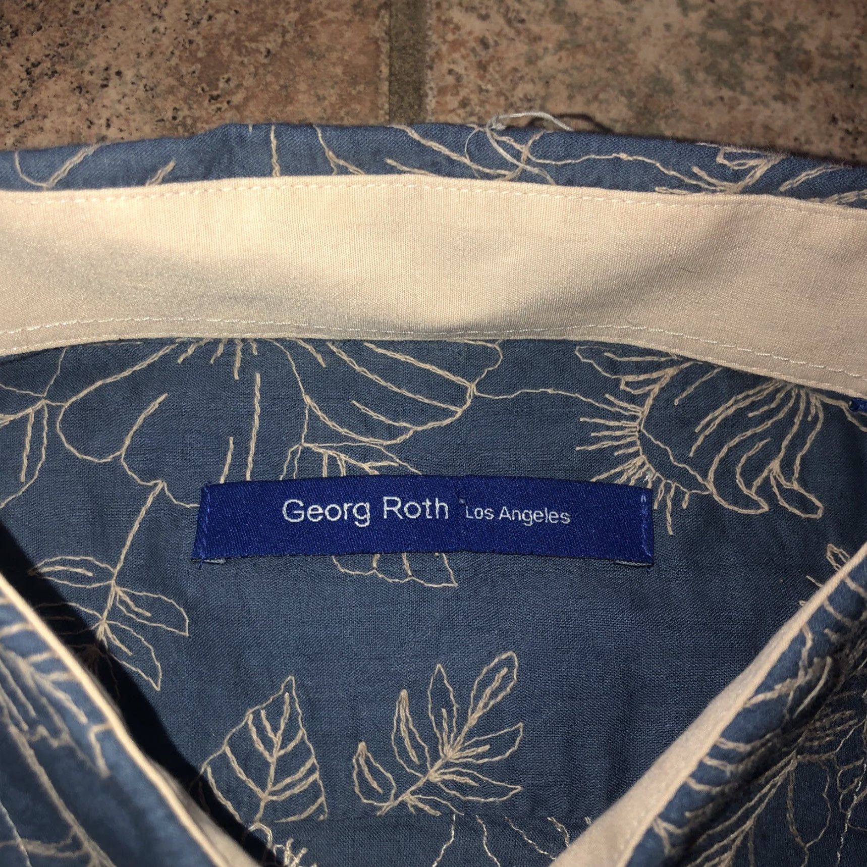 George VINTAGE Georg Roth Shirt Blue Embroidered Floral Mens XXL Long Sleeve Button-Up 2XL Floral Embroidered Angel Theme Art Flowers Mens Size US XXL / EU 58 / 5 - 3 Thumbnail
