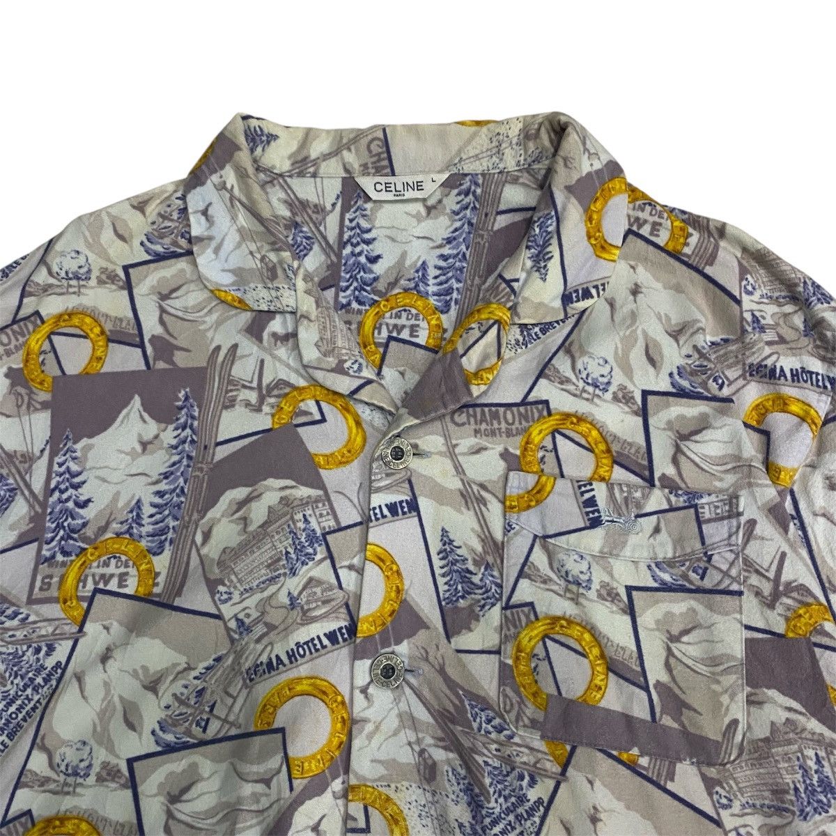 Celine Celine Paris Signature Print Shirt Vintage Luxury Size US L / EU 52-54 / 3 - 5 Thumbnail