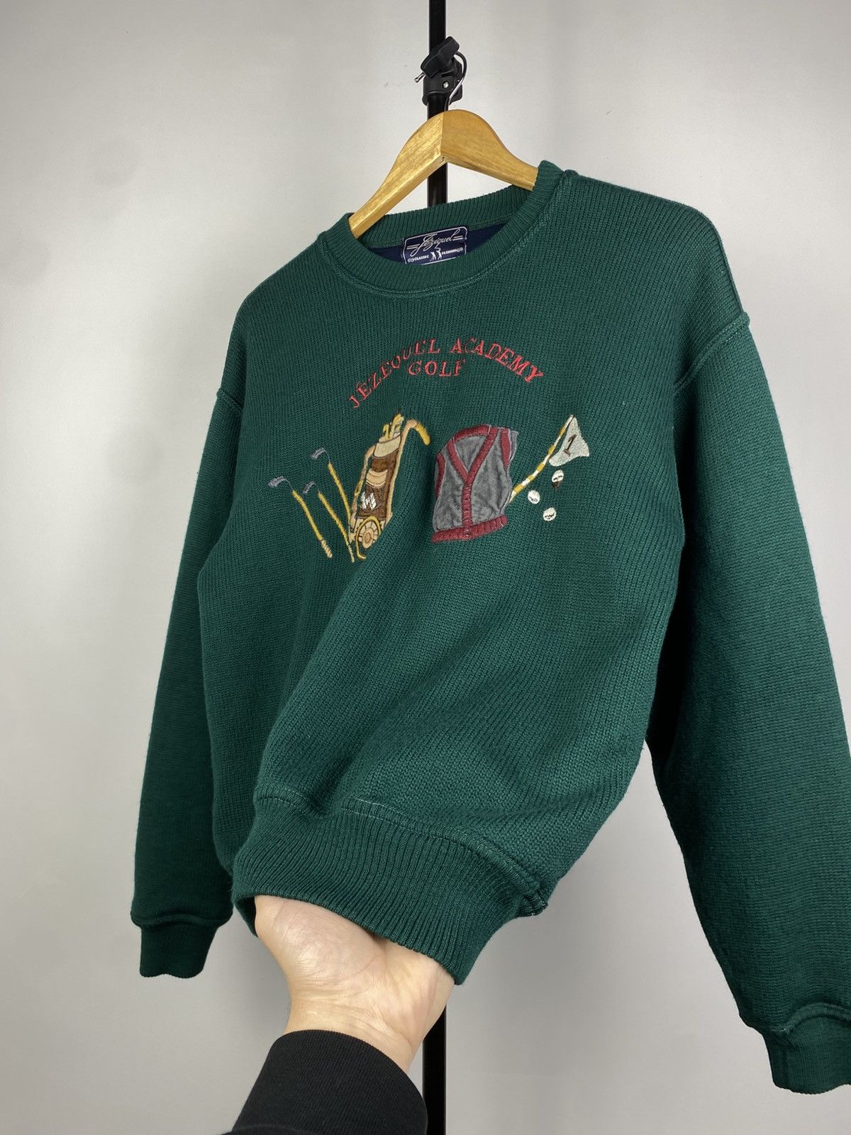 Designer × Vintage Vintage 90s Big golf print wool knitted sweater Y2K Size US S / EU 44-46 / 1 - 2 Thumbnail