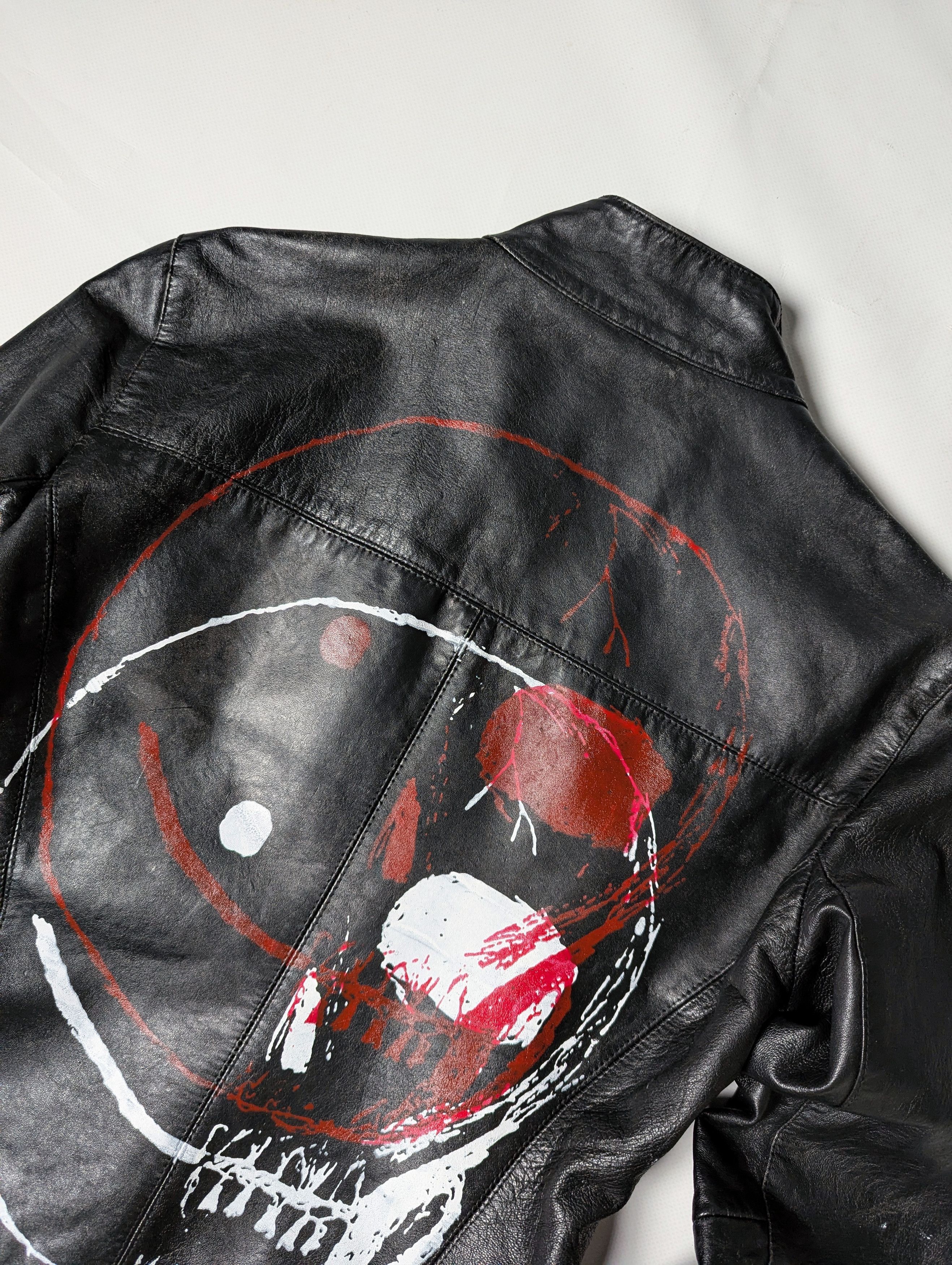 Leather 00s Fitted Handprinted Leather Jacket Size M / US 6-8 / IT 42-44 - 7 Thumbnail