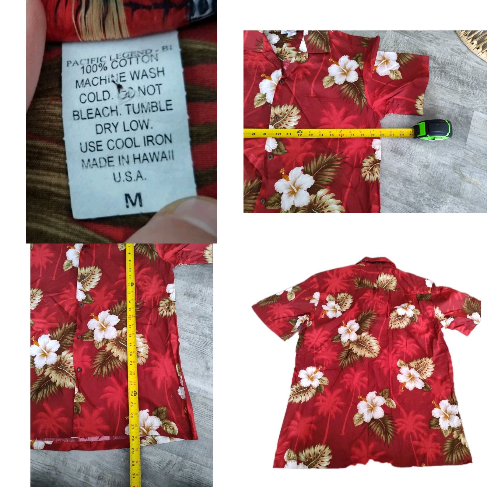 Vintage VINTAGE Pacific Legend Hawaiian Shirt Button-Up Size M Red White Hibiscus Floral USA Mens Size US M / EU 48-50 / 2 - 8 Thumbnail