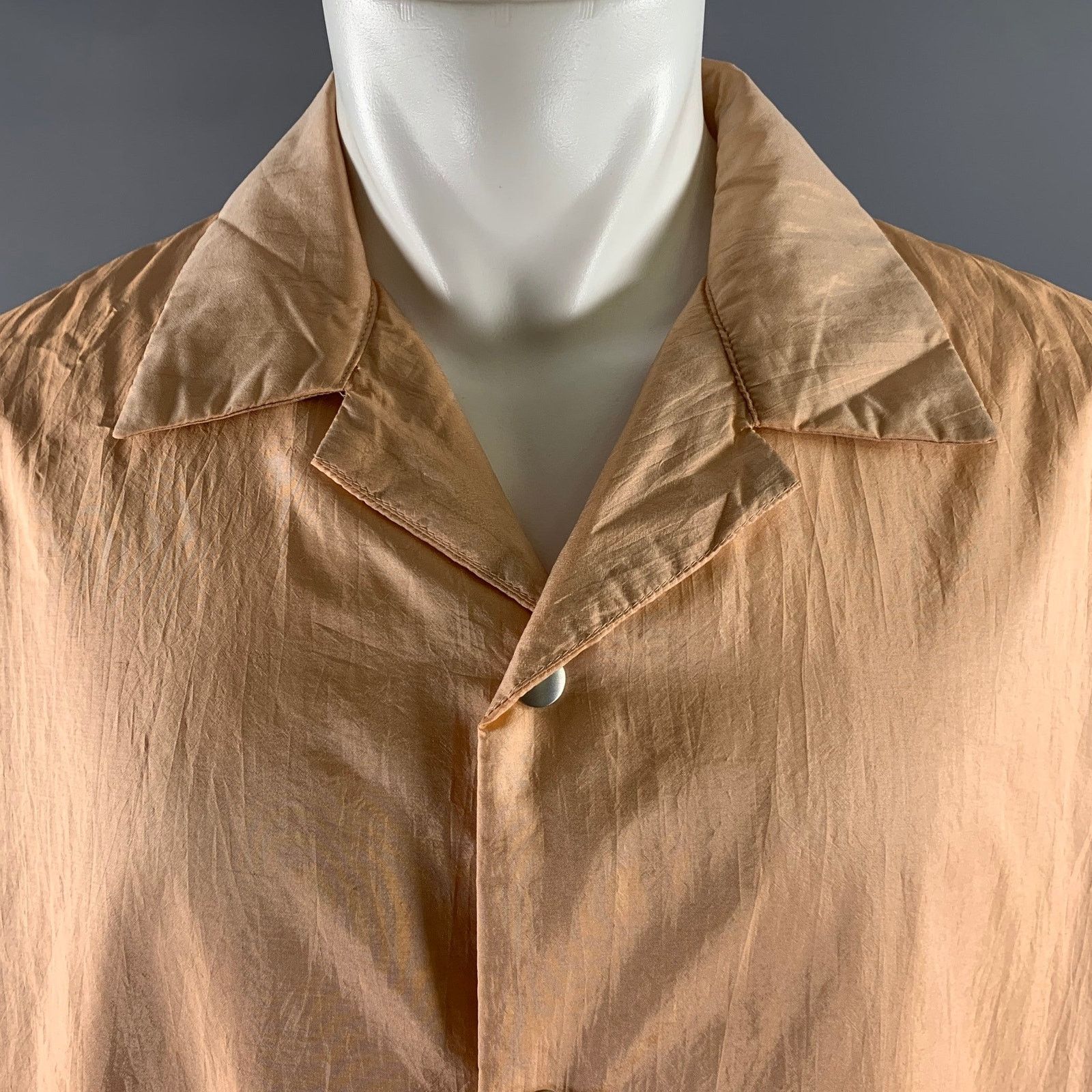 Jil Sander JIL SANDER XL Pink Peach Polyamide Silk Camp Short Sleeve Size US XL / EU 56 / 4 - 2 Thumbnail
