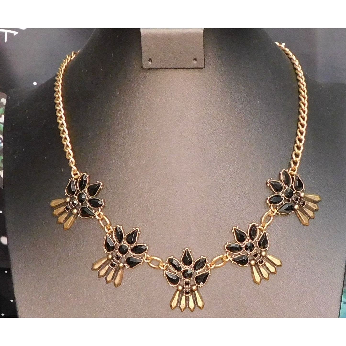Other Abstract Art Deco Black And Gold Tone Formal Necklace Size ONE SIZE - 1 Thumbnail