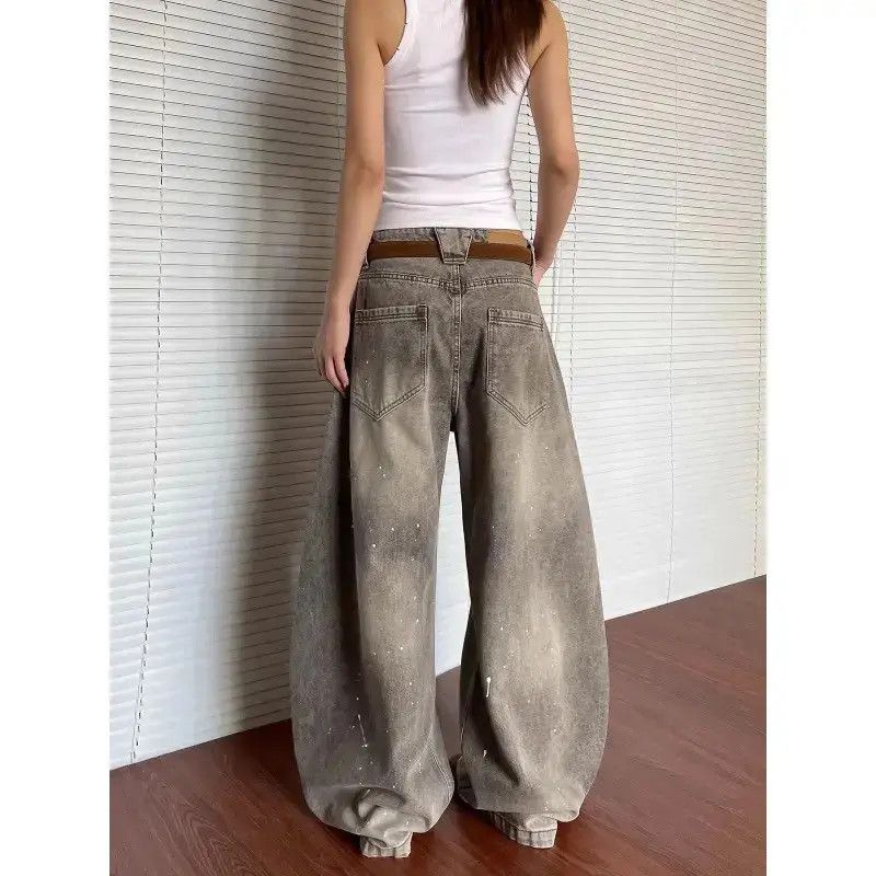 Japanese Brand Retro loose wide leg splashed ink jeans Size US 32 / EU 48 - 4 Thumbnail