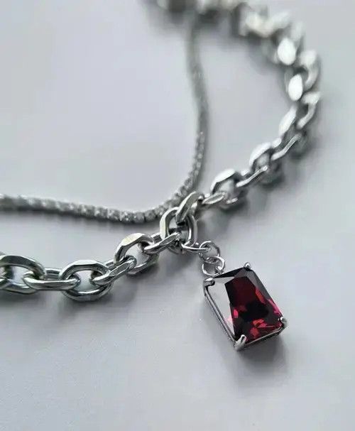 Designer × Vintage Vintage ruby and pearl necklace Size ONE SIZE - 4 Thumbnail