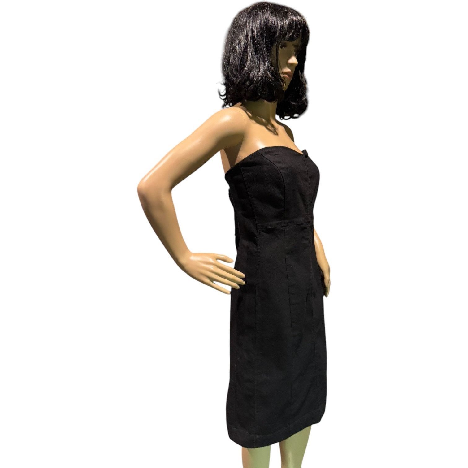 Gap NWT 2011 Gap black denim strapless stretchy patchwork dress Size L / US 10 / IT 46 - 15 Thumbnail