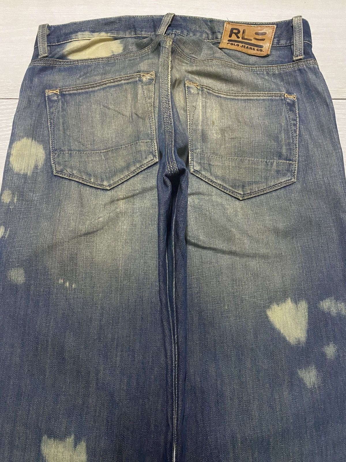 MLB × Polo Ralph Lauren Polo Raph Laurent Bleach Mud Wash Baggy Wide Leg Jeans Size US 31 - 4 Thumbnail