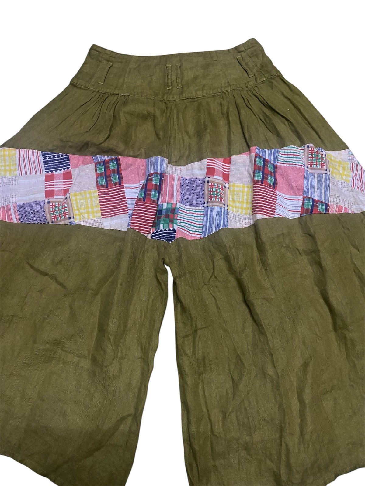 Kapital Kapital Side Button Back Patchwork Wide Legs Crop Pants Size 28" / US 6 / IT 42 - 4 Thumbnail