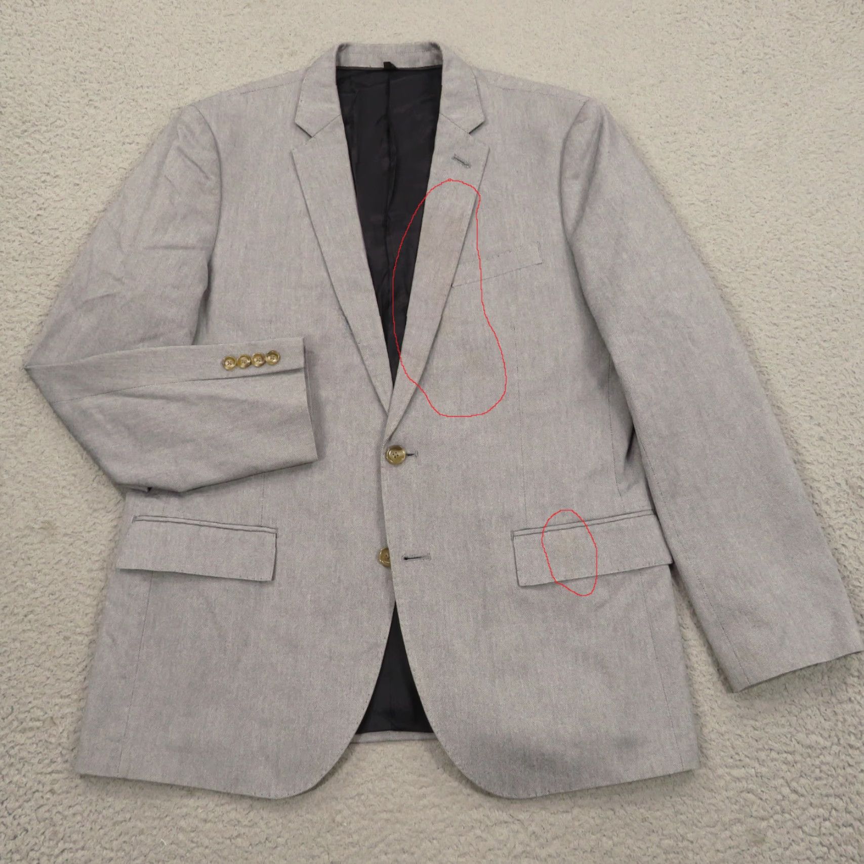 J.Crew J.CREW Blazer 42R Ludlow Carpini Cotton Chambray Grey Blue Sport Coat Jacket Men Size 42R - 4 Thumbnail