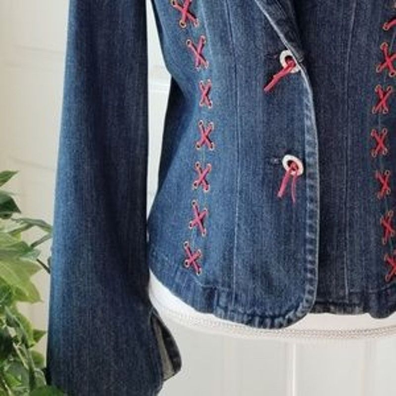 Vintage DStudio | Y2K Vintage Denim Jacket Lace Up | 8 Size M / US 6-8 / IT 42-44 - 5 Thumbnail