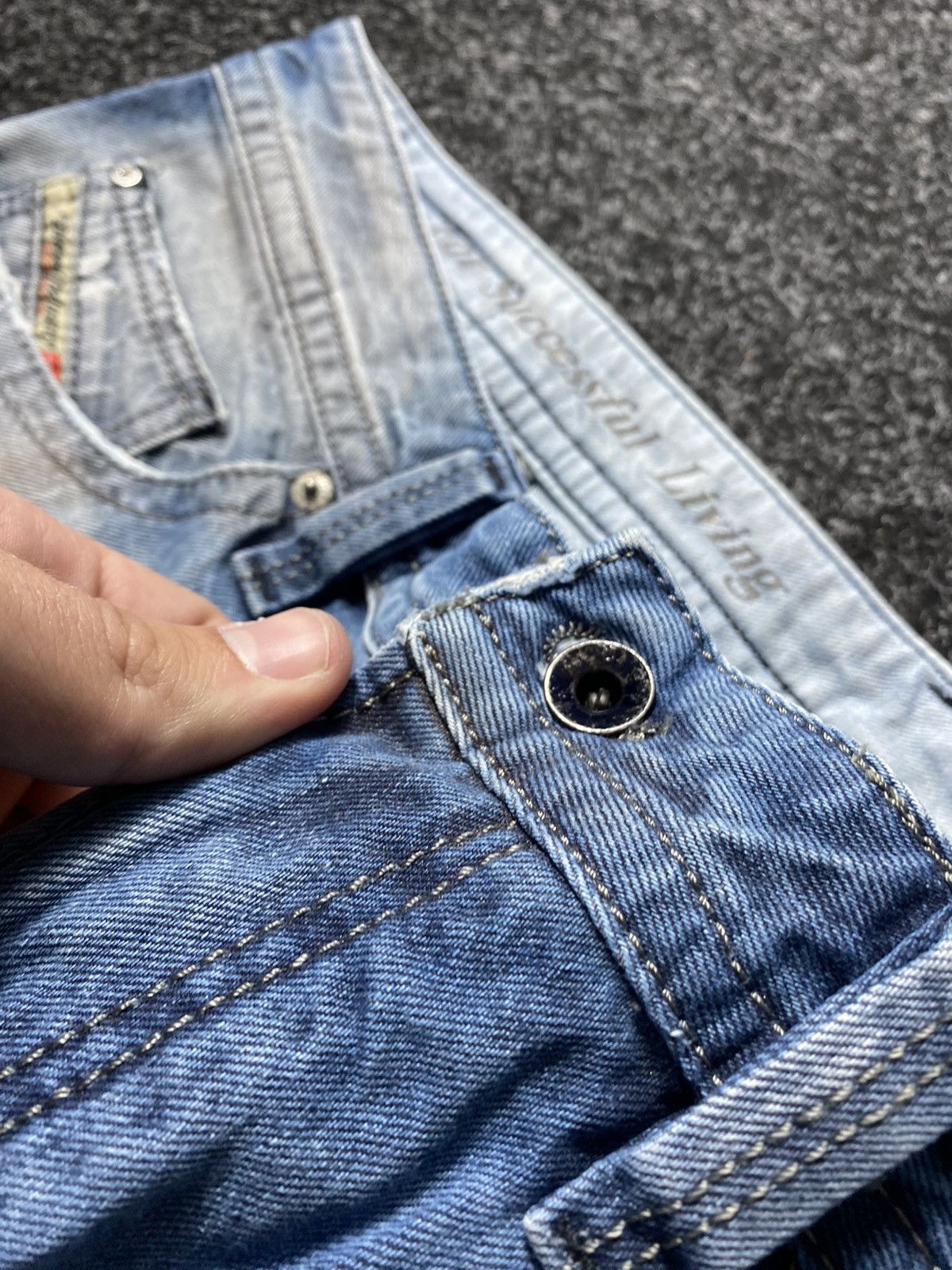 Diesel × Japanese Brand 🔥OPIUM Diesel Washed Blue White Distressed Jeans Punk Rare Size US 34 / EU 50 - 7 Thumbnail