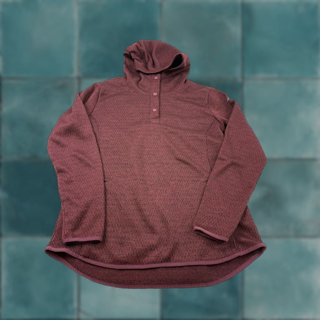 Vintage Columbia Hoodie Womens XL Red Thermal Henley Fleece Hooded Pullover Sweatshirt Size XL / US 12-14 / IT 48-50 - 1 Thumbnail