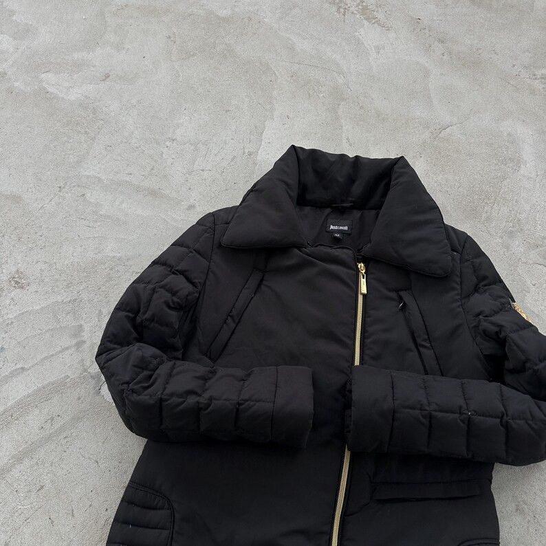 Roberto Cavalli Just Cavalli Asymmetric Down Puffer Jacket Golden Logo S Size S / US 4 / IT 40 - 4 Thumbnail