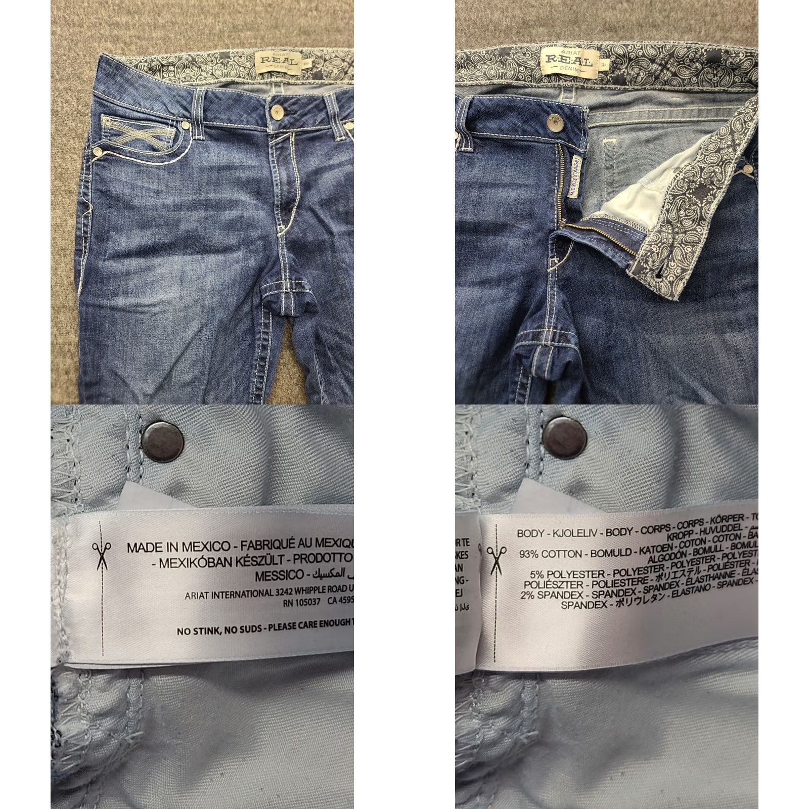 Ariat VINTAGE Ariat Real Denim Ivy Jeans Womens 34x32 Slim Fit Straight Leg Mid Rise Stackable Size 24" / US 00 / IT 34 - 8 Thumbnail