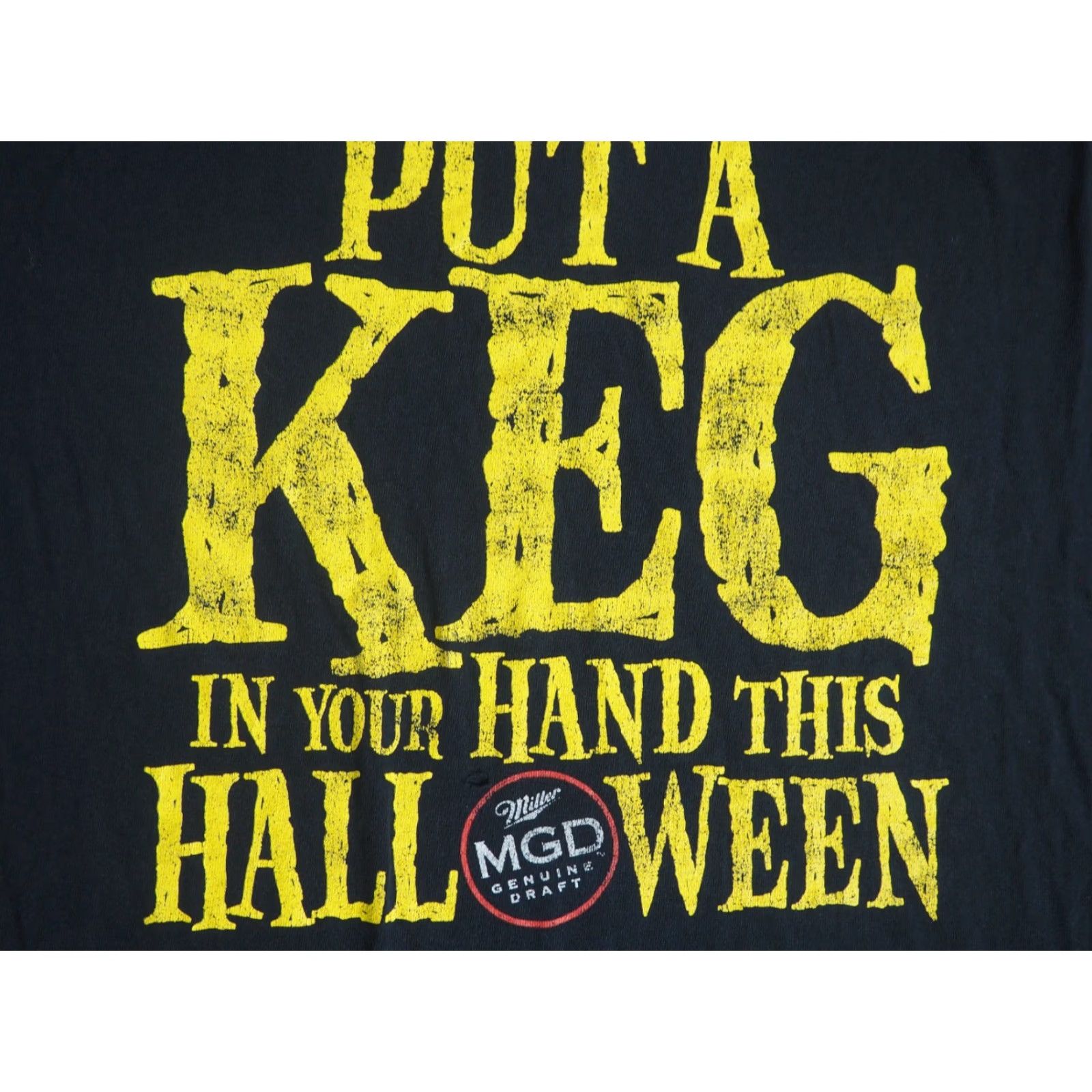 Vintage VTG 90s Y2k Santee Miller MGD Beer Promo Halloween Grunge Black Tee T-Shirt XL Men Graphic Cotton Short Sleeve Shirt Size XL Black Grunge Mens Size US XL / EU 56 / 4 - 6 Thumbnail