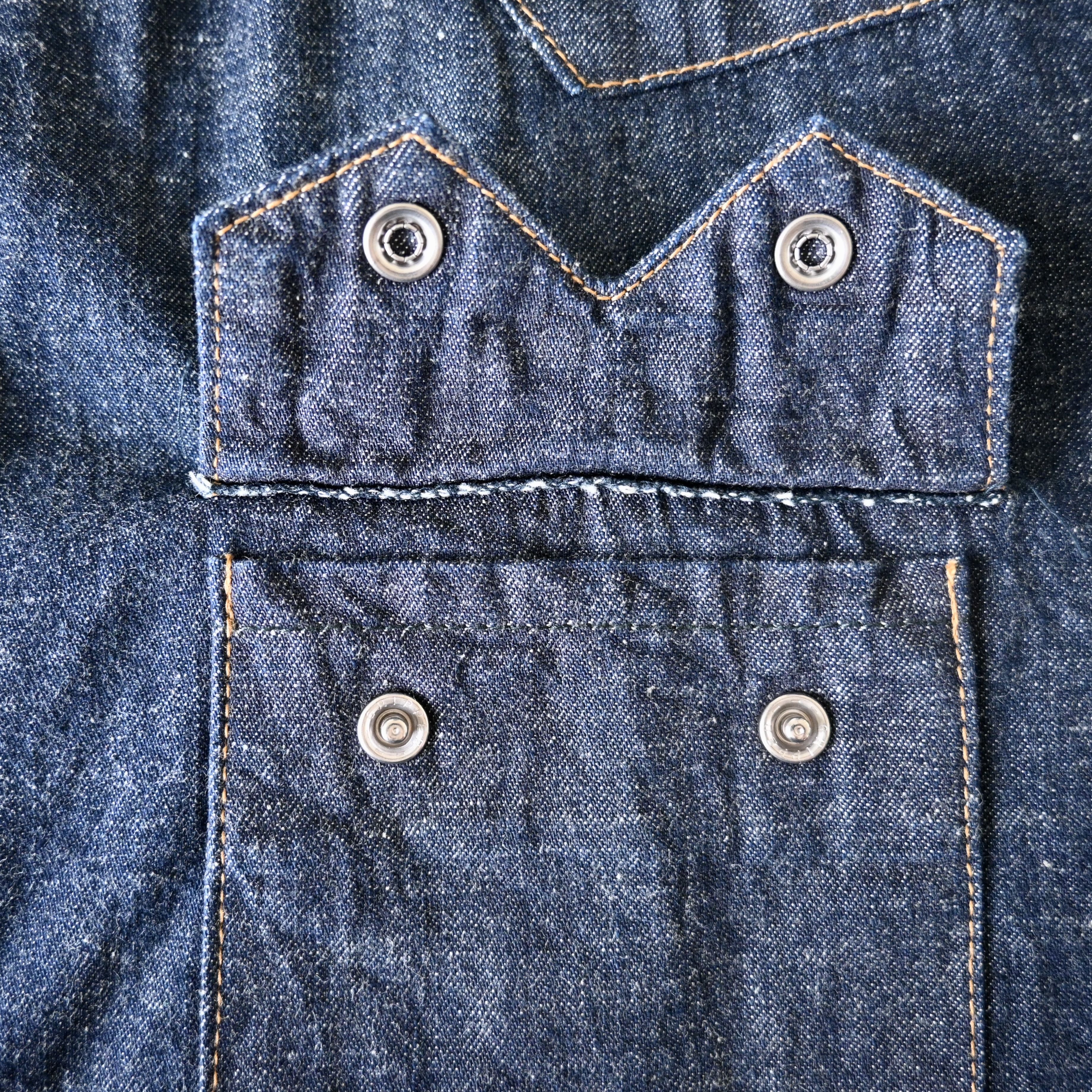Japanese Brand VTG 1990s BLUE WAY indigo denim western shirt, made in Japan Size US L / EU 52-54 / 3 - 14 Thumbnail