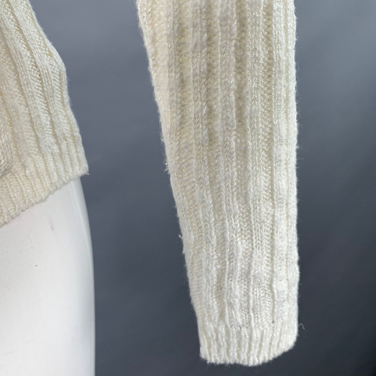 Courreges COURREGES 0 Cream Acrylic Cotton Rib Knit V-Neck Cardigan Size XS / US 0-2 / IT 36-38 - 7 Thumbnail