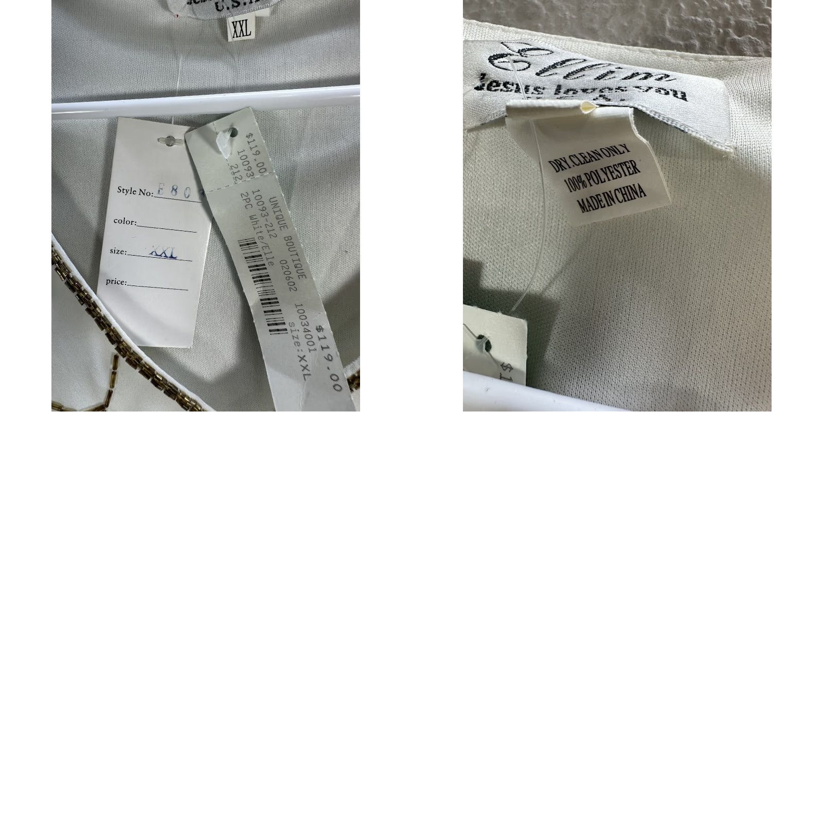 Vintage Womens Embellished Blouse Shirt Long Sleeve Sheer Boho V-Neck White 2XL NWT XS? Size XXL / US 16-18 / IT 52-54 - 8 Thumbnail