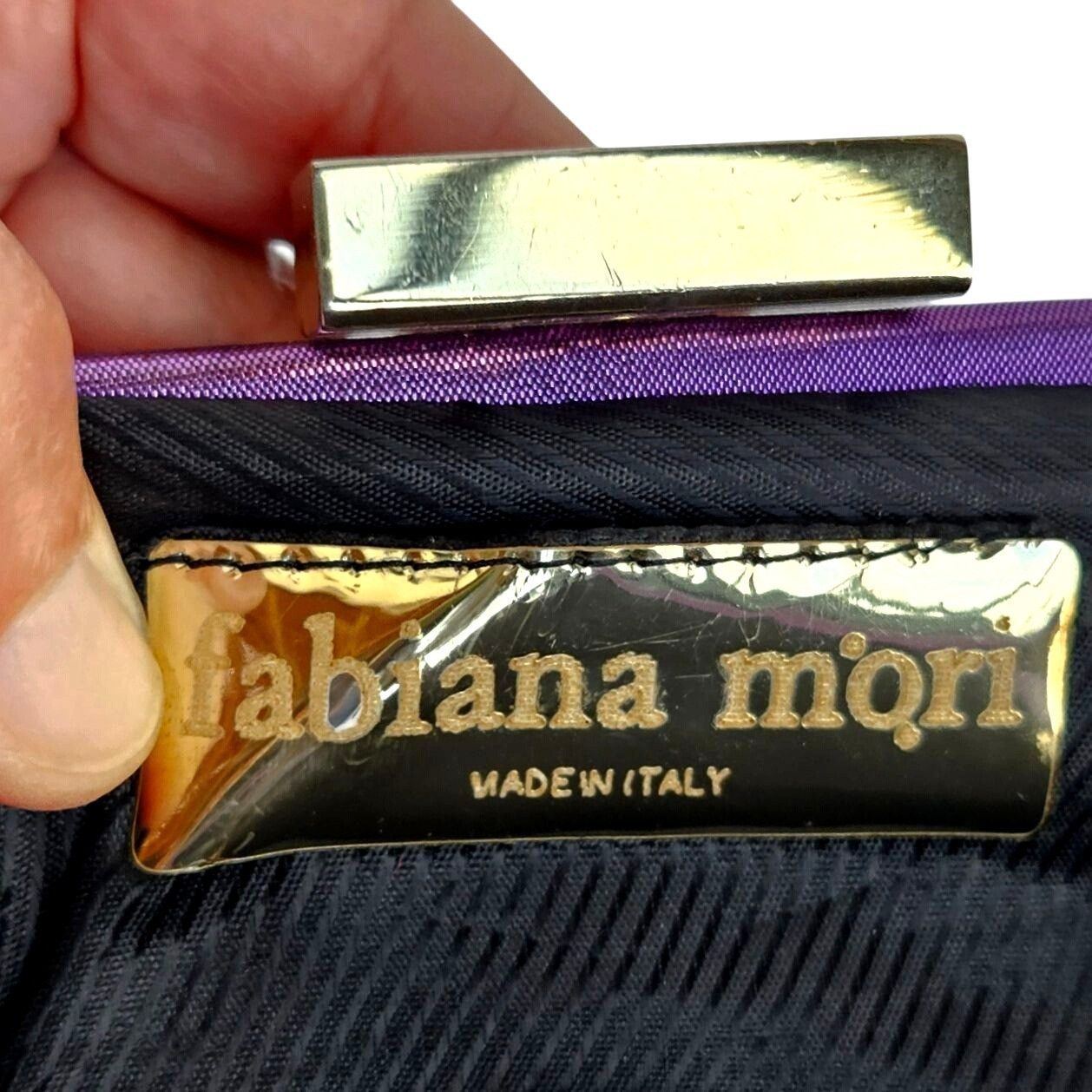 Other Fabiana Mori Italian Purple Satin Evening Bag Rhinestone Bow Size ONE SIZE - 2 Thumbnail