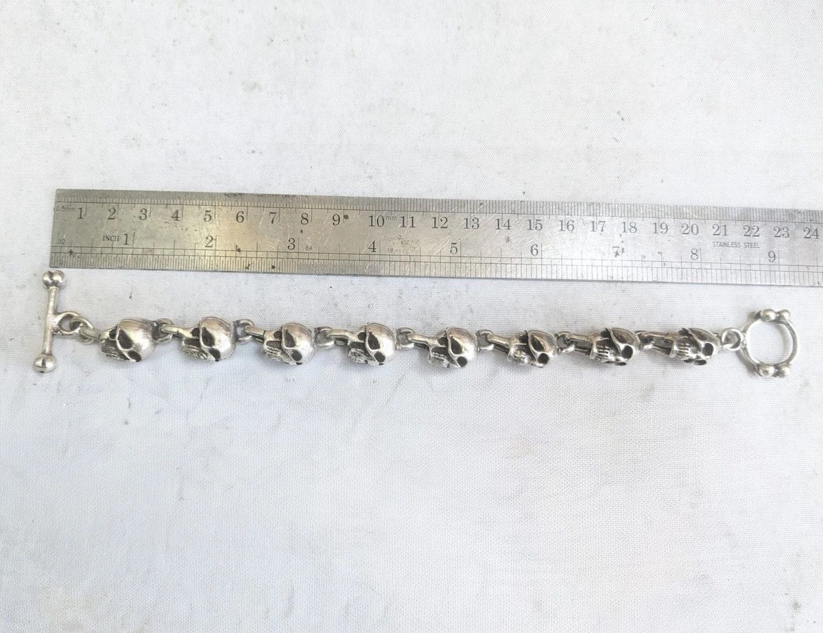 Jewelry Vintage Sterling Silver Skull Bracelet 7.5" Skeleton Mexico Size ONE SIZE - 13 Thumbnail