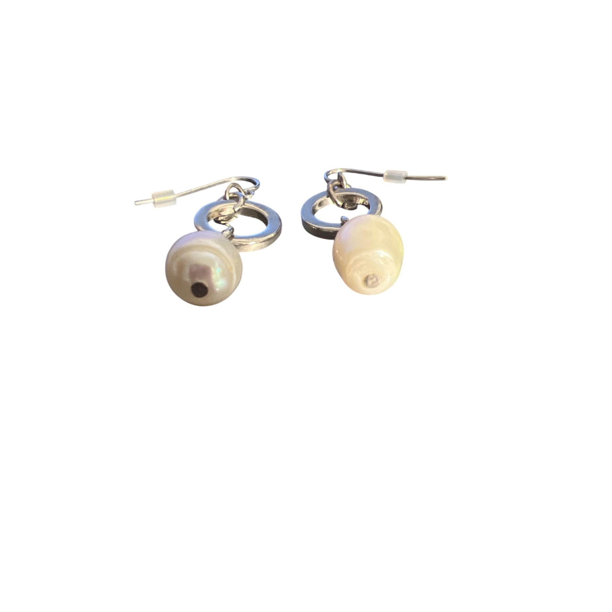Other Vintage Silver Tone Faux Pearl Drop Dangle Earrings Minimali Size ONE SIZE - 3 Thumbnail