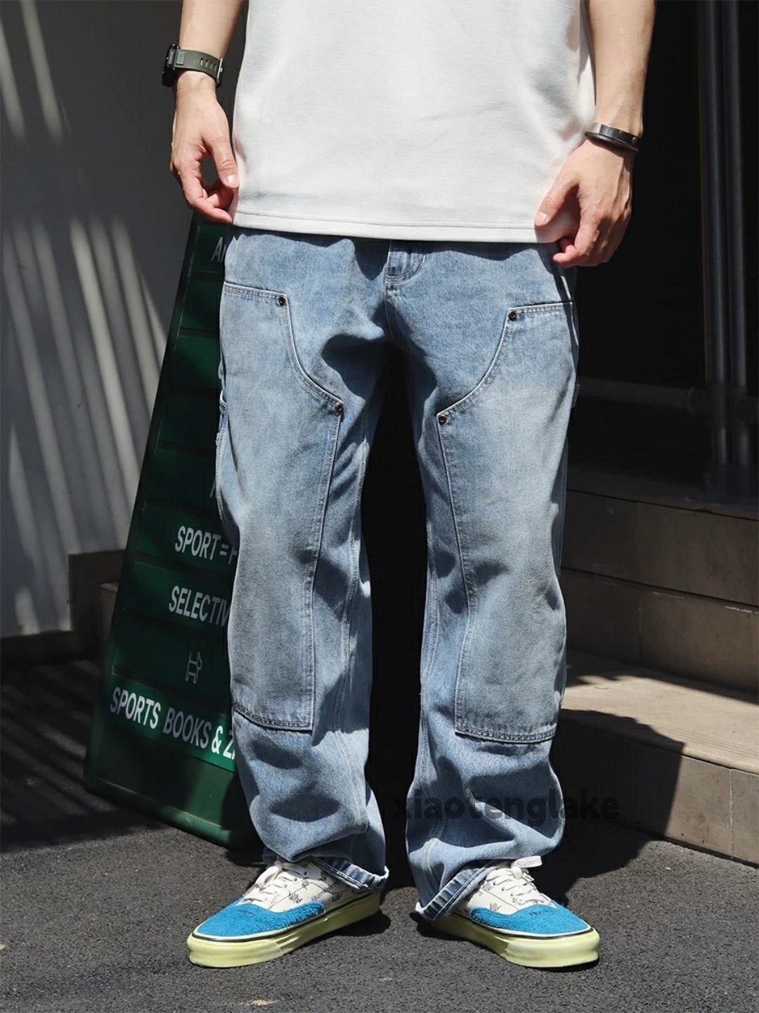Designer × Japanese Brand × Vintage Washed faded loose baggy skate hiphop carpenter pants Size US 34 / EU 50 - 6 Thumbnail