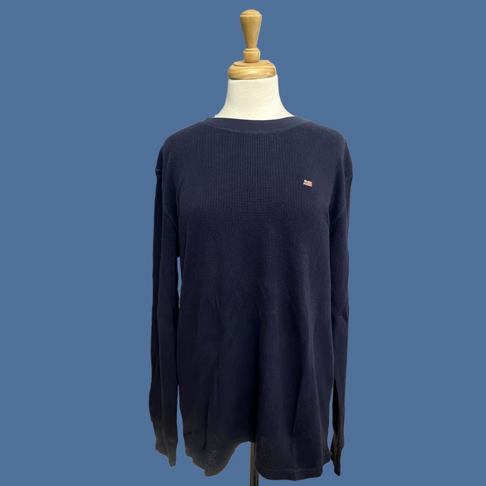 Polo Ralph Lauren VINTAGE 90s Polo Jeans Company Long Sleeve Thermal Shirt Men Large Blue Cotton Knit Embroidered Logo Crew Neck Size US L / EU 52-54 / 3 - 1 Thumbnail