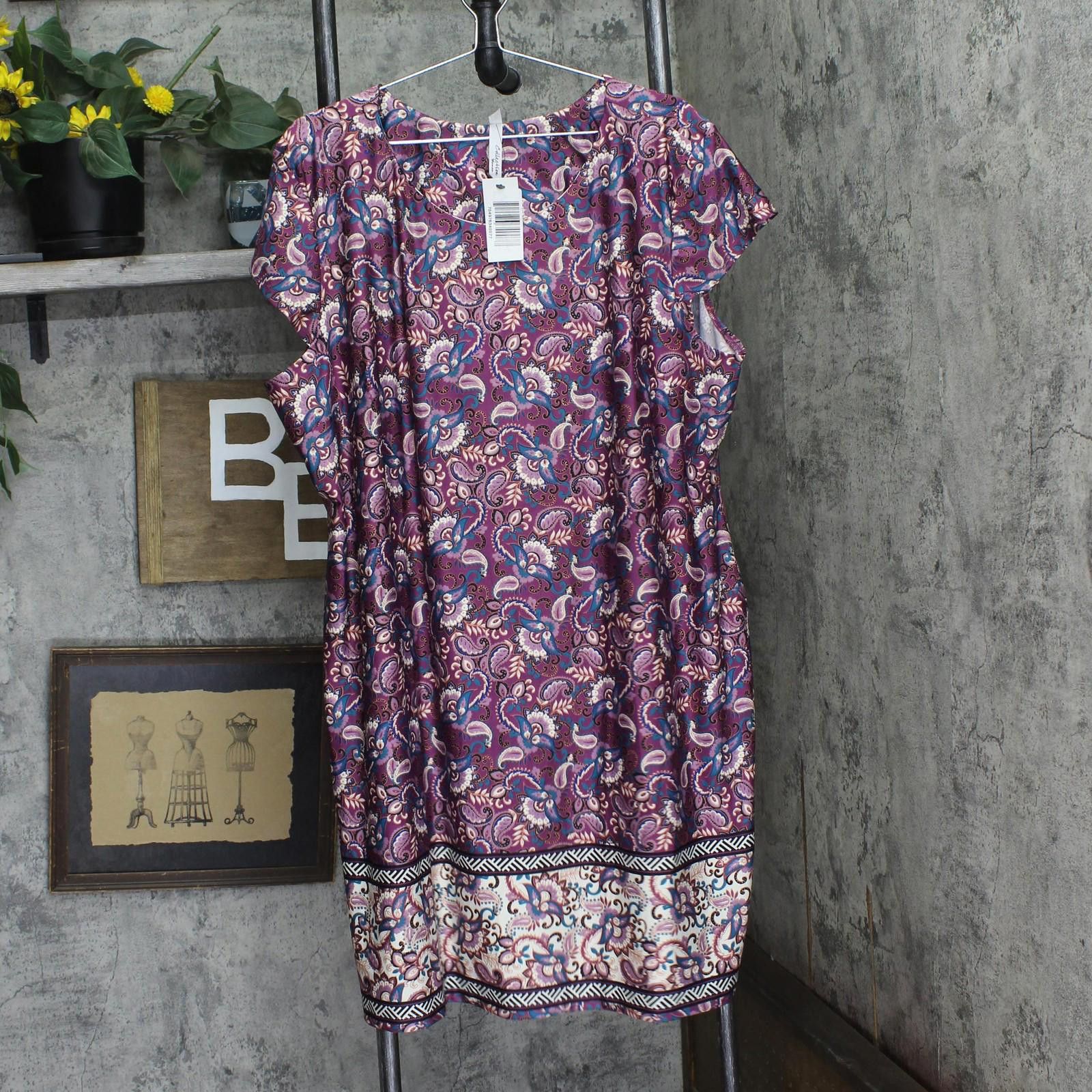 Other Nwt Ny Collection Cap Knit Dress Witd3999 Otrera Purple 3x Size 3XL / US 20-22 - 1 Thumbnail