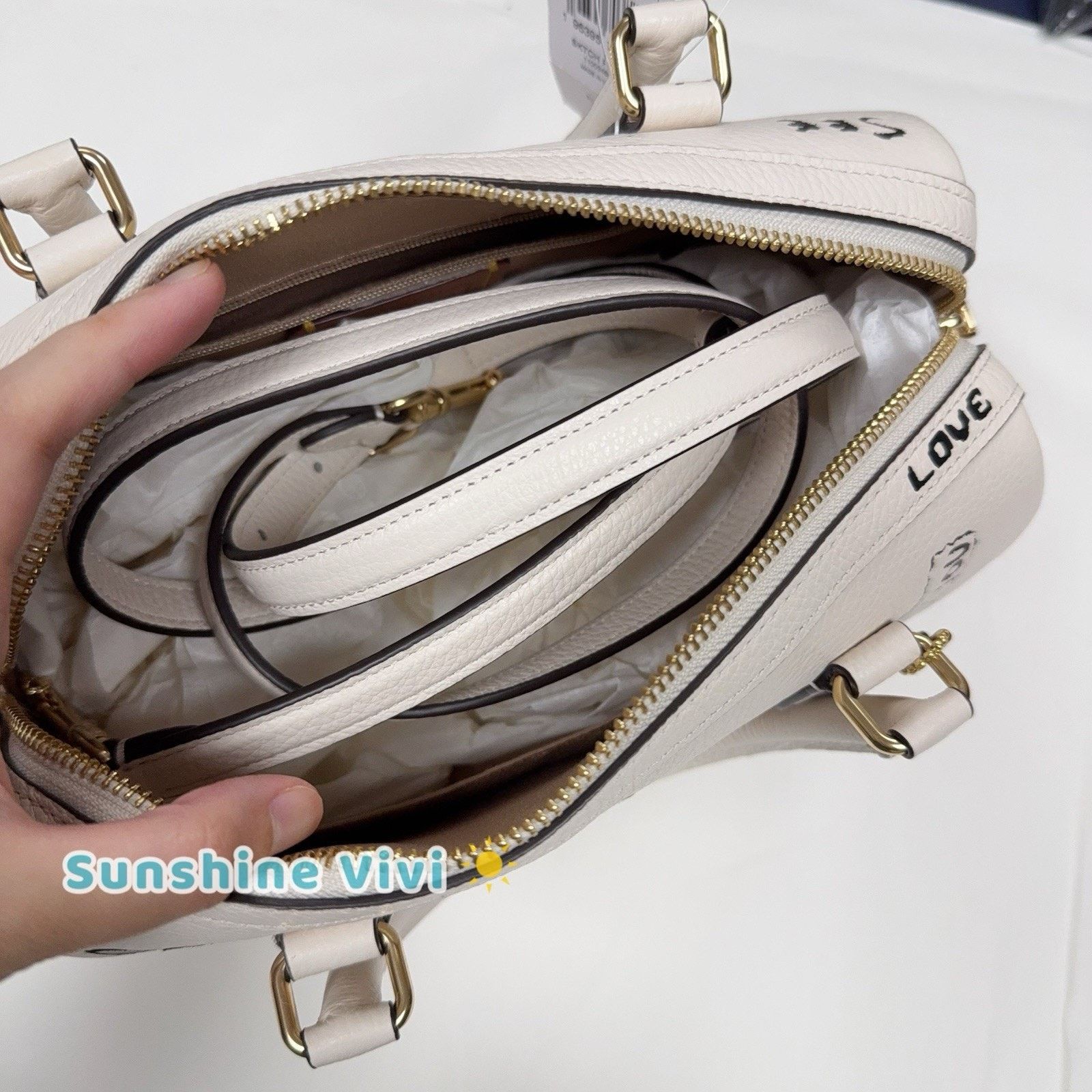 Coach NWT Coach Rowan Satchel Bag Sketch CAK19 Gold/chalk multi Size ONE SIZE - 5 Thumbnail