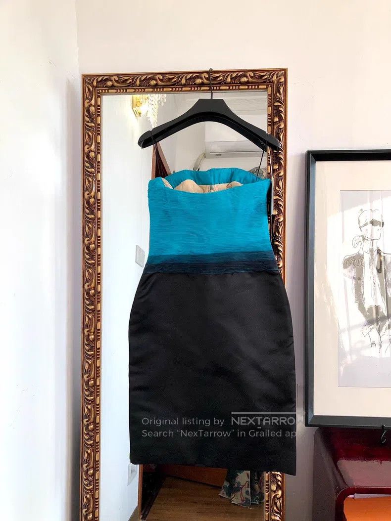 Valentino Valentino Blue gradient yarn black hip-hugging silk bandea Size S / US 4 / IT 40 - 3 Thumbnail