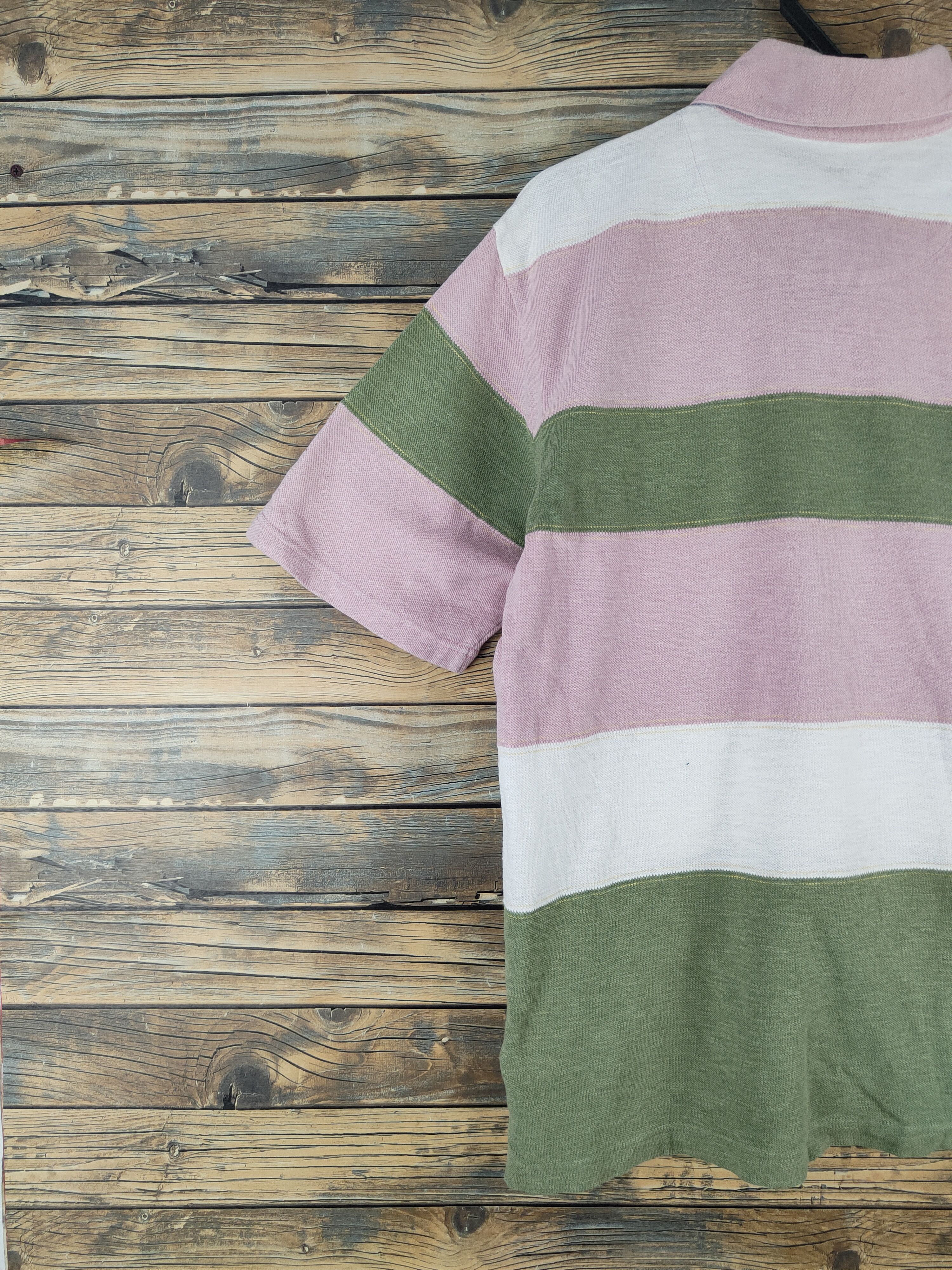 Vintage DL Crocodile Pink Green Stripe Polos #2744 Size US L / EU 52-54 / 3 - 9 Thumbnail
